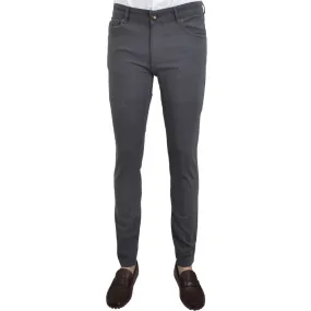 Charcoal Stretch Cotton Textured Five Pocket Trousers