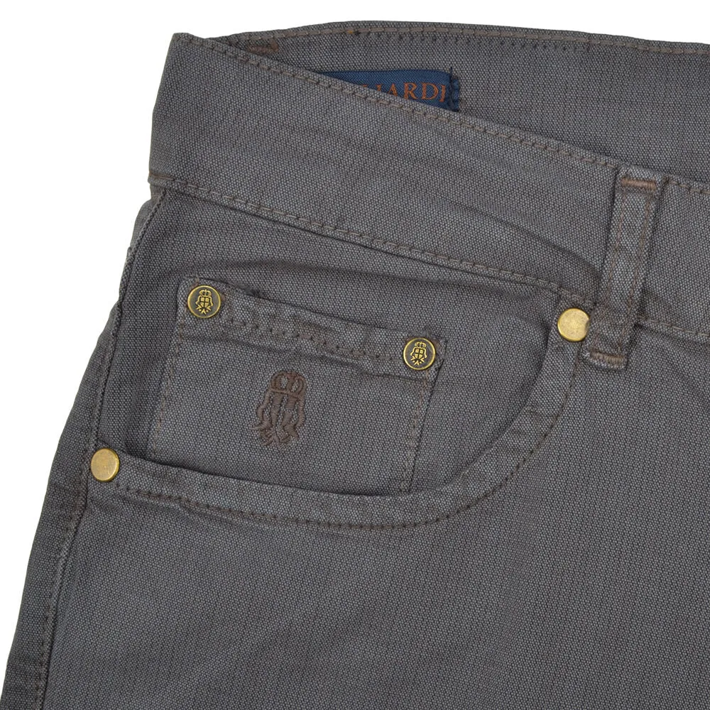 Charcoal Stretch Cotton Textured Five Pocket Trousers