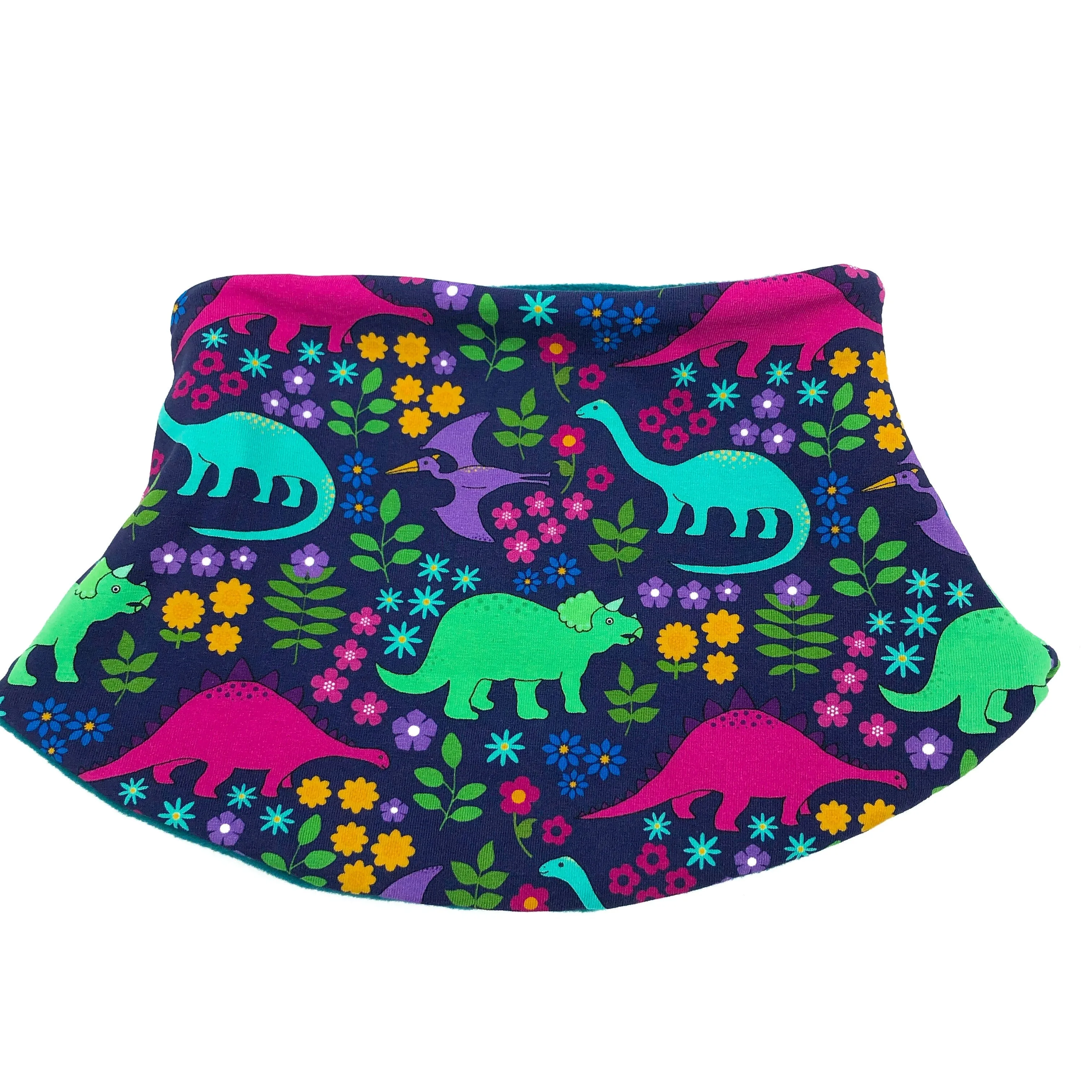 Child's Handmade Neck Warmer Dinosaurs Bright