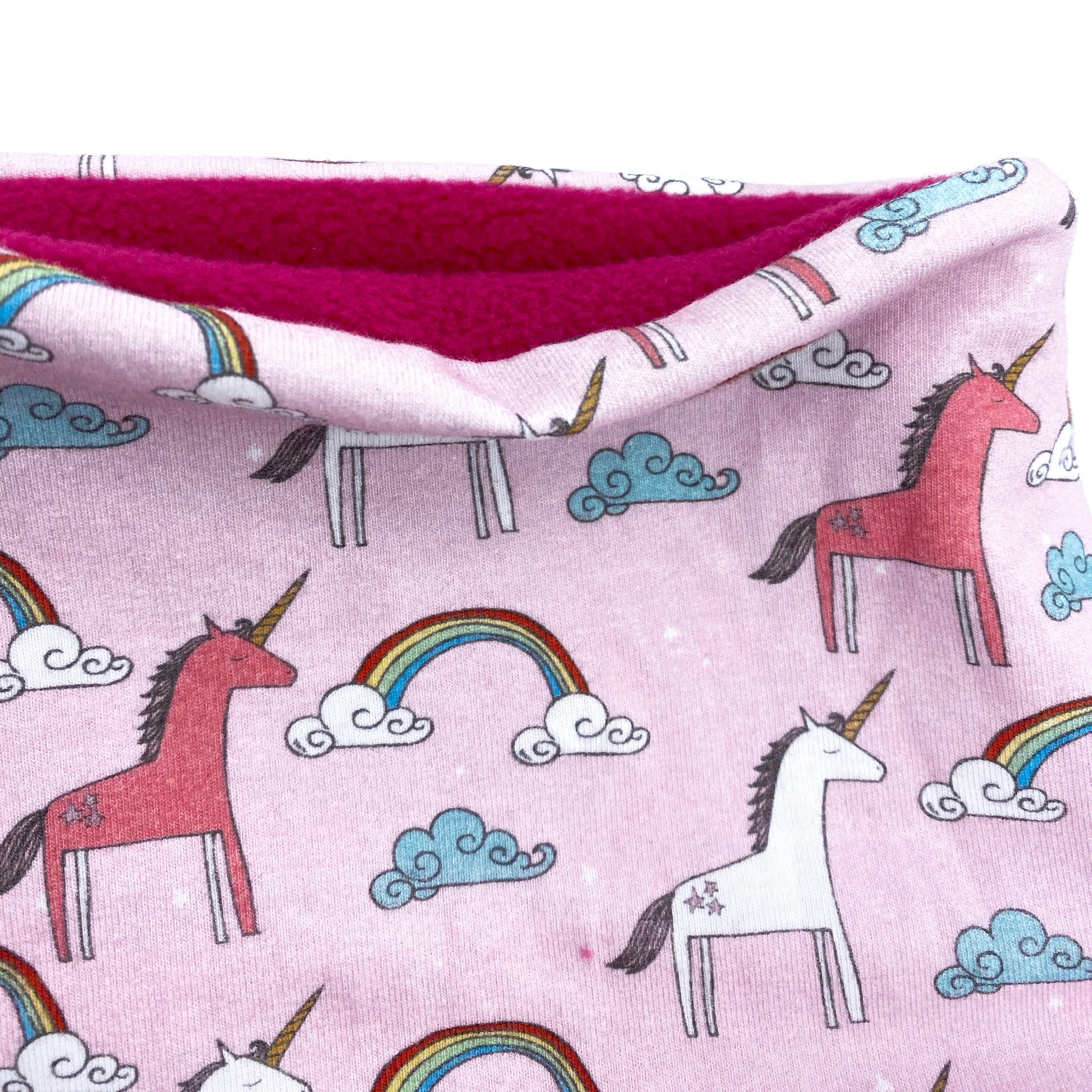 Child's Handmade Neck Warmer Unicorns and Rainbows