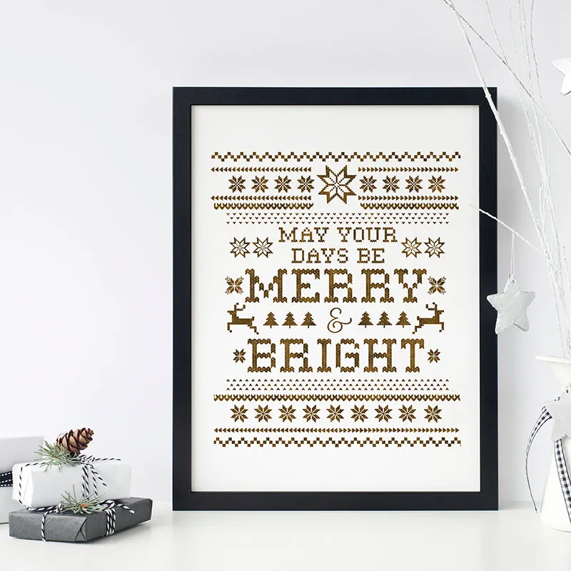 Christmas Fair Isle Sweater Inspired Art Poster Print