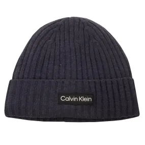 Chunky Knit Badge Beanie Peacoat Marl - AW23