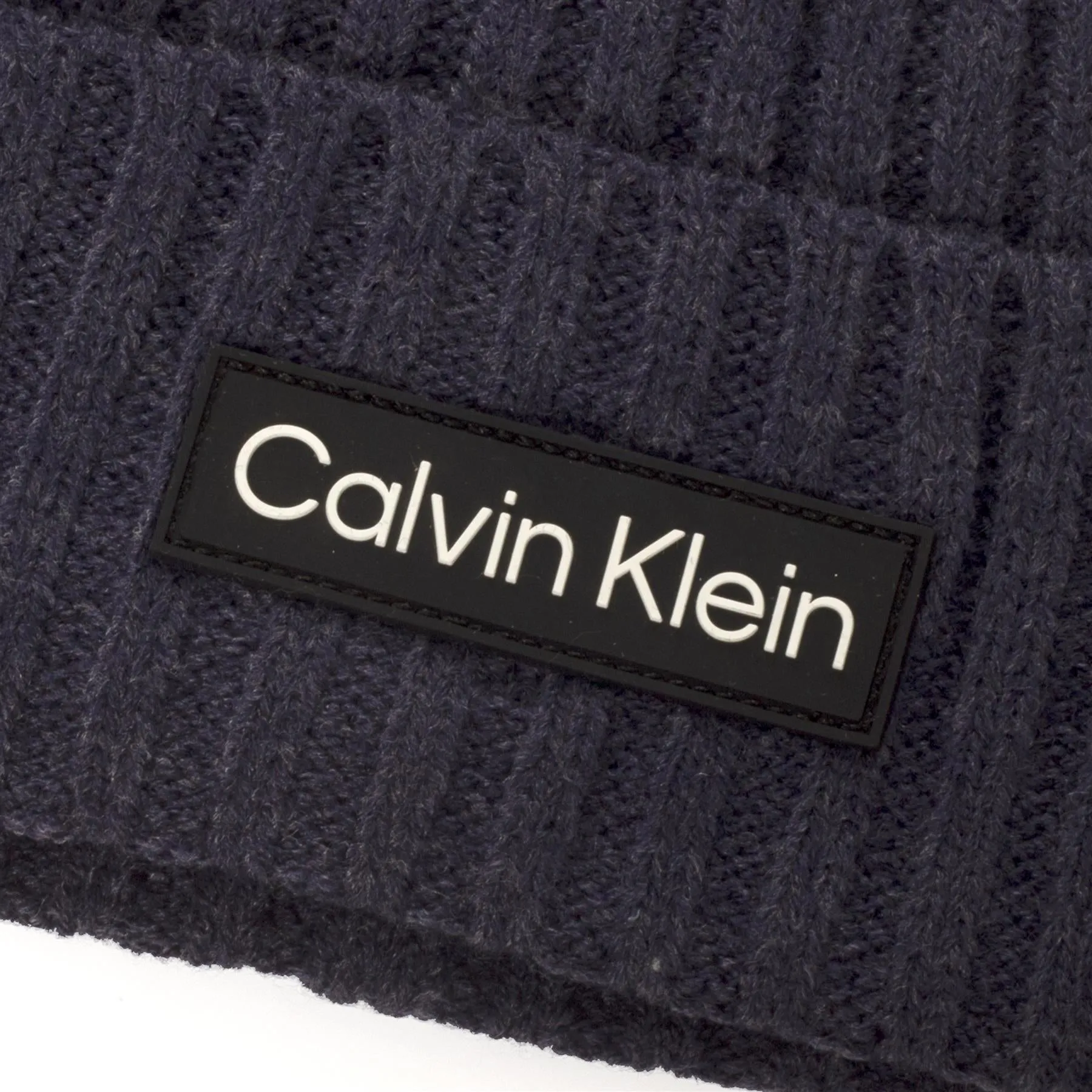 Chunky Knit Badge Beanie Peacoat Marl - AW23