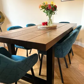 Chunky Thick Solid Oak Dining table and bench