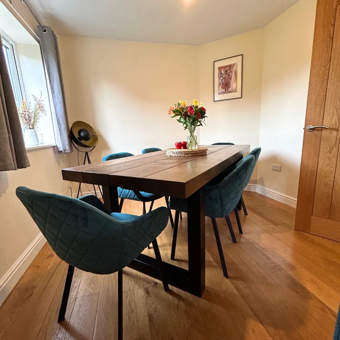 Chunky Thick Solid Oak Dining table and bench