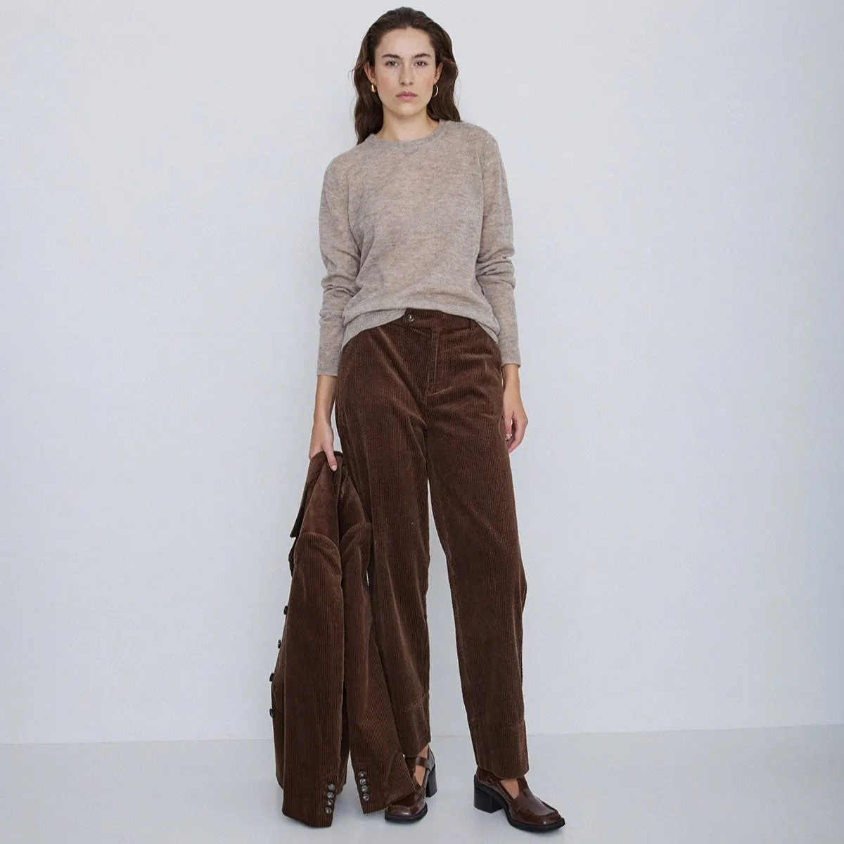 Corduroy Suit Trousers in Brown