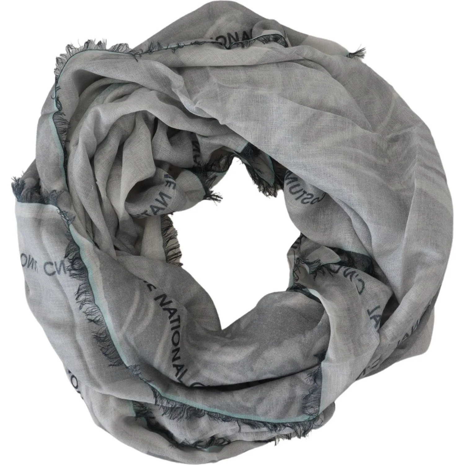 Costume National Chic Designer Grey Scarf with Fringes