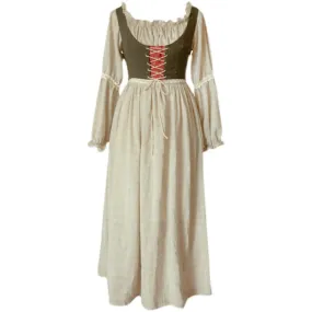 Cottagecore Medieval Style Chemise Dress Vest Set