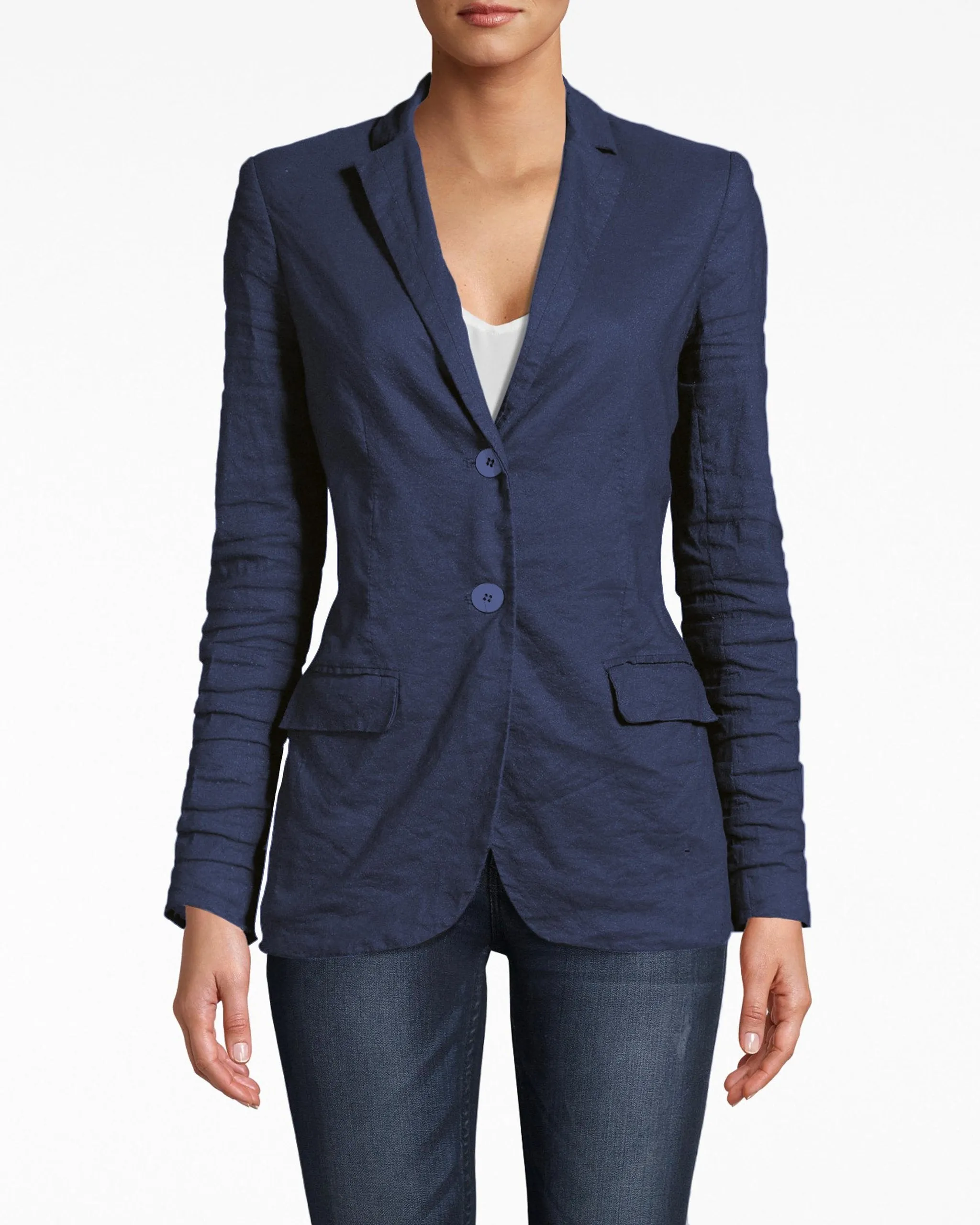 Cotton Metal Blazer In Navy