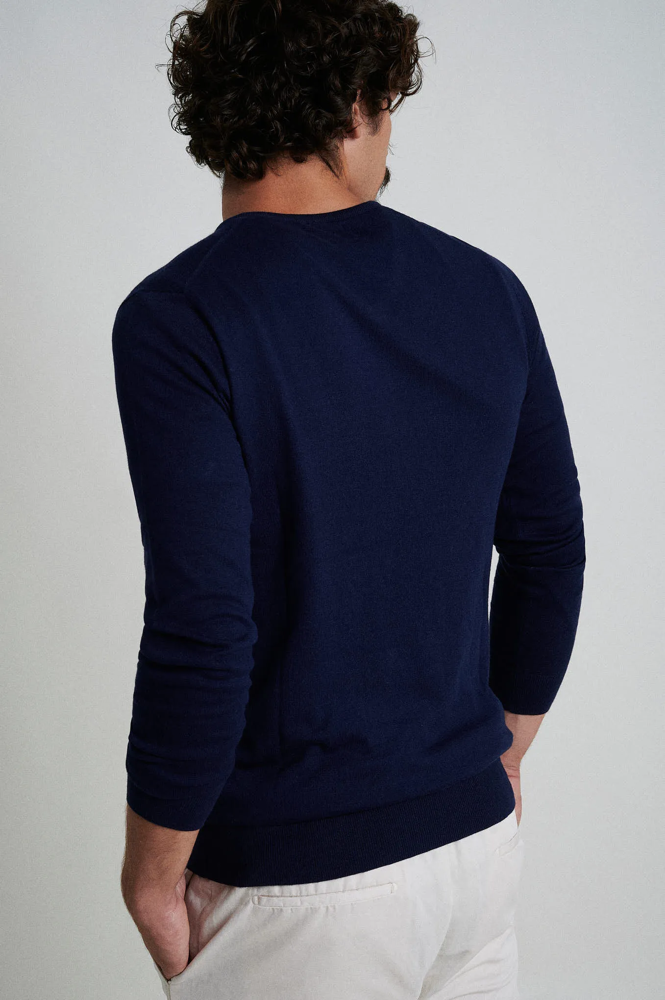 Crew neck cotton silk sweater