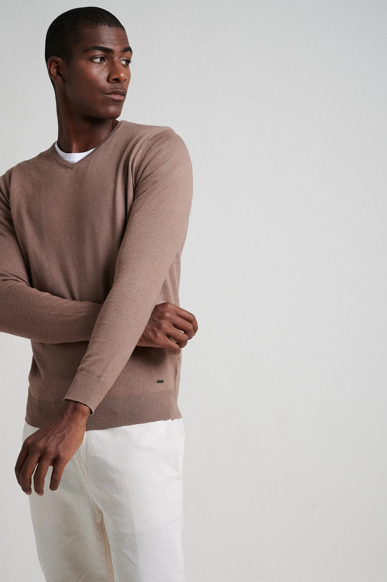 Crew neck cotton silk sweater