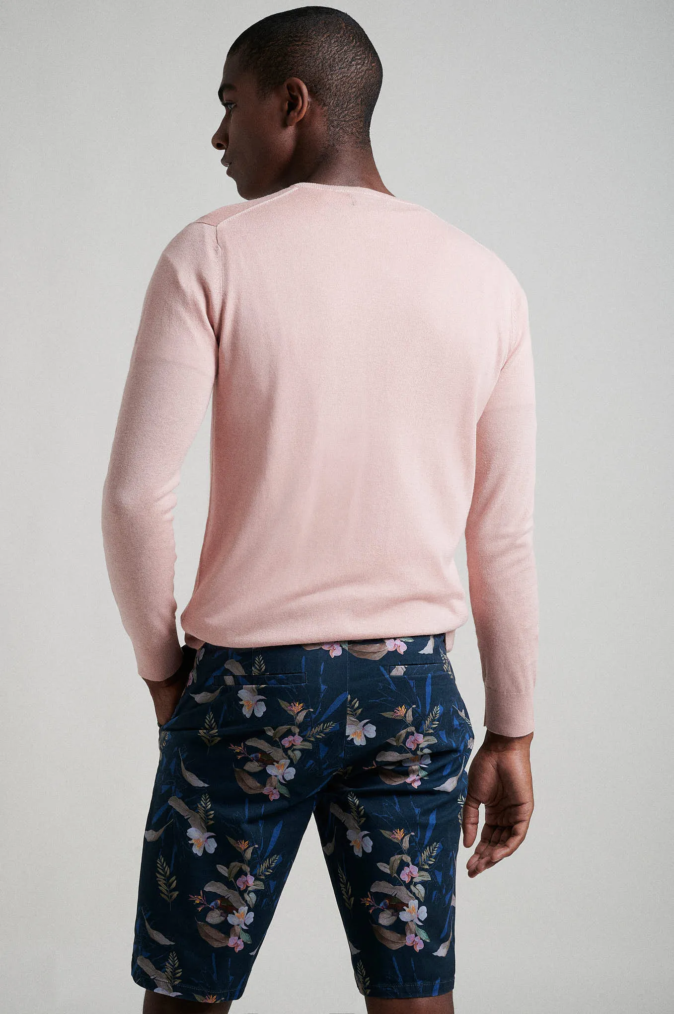 Crew neck cotton silk sweater