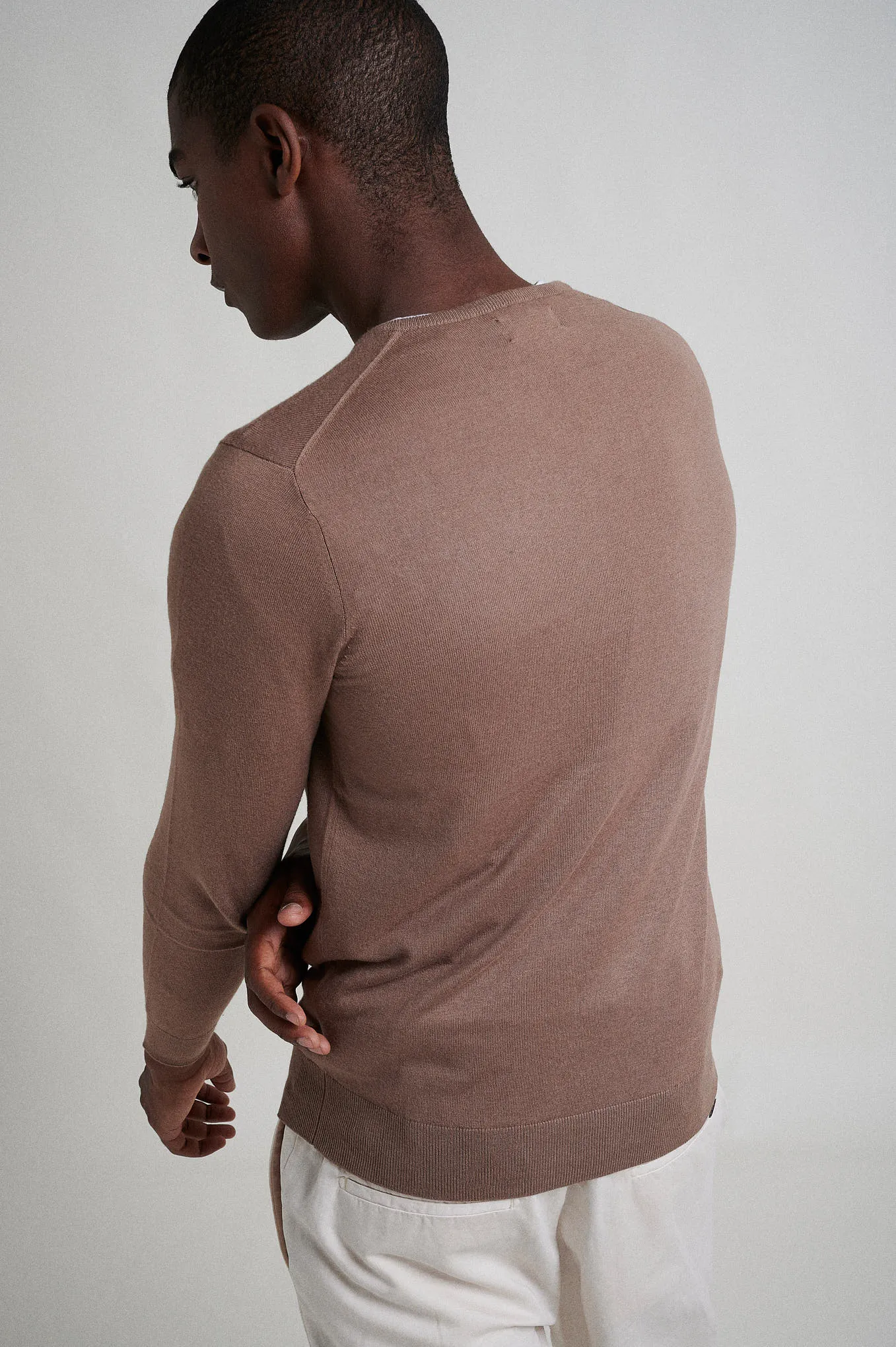 Crew neck cotton silk sweater