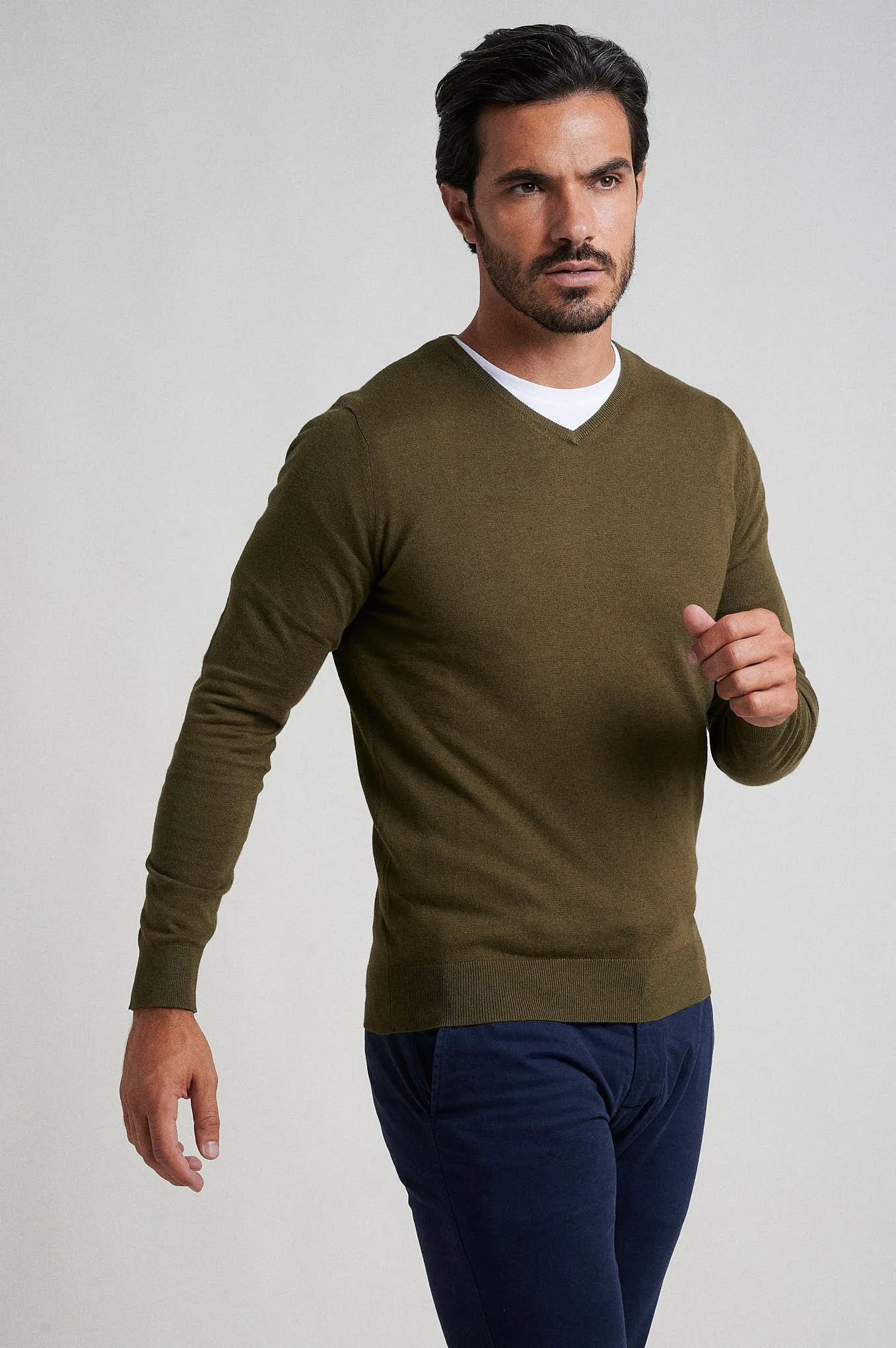 Crew neck cotton silk sweater