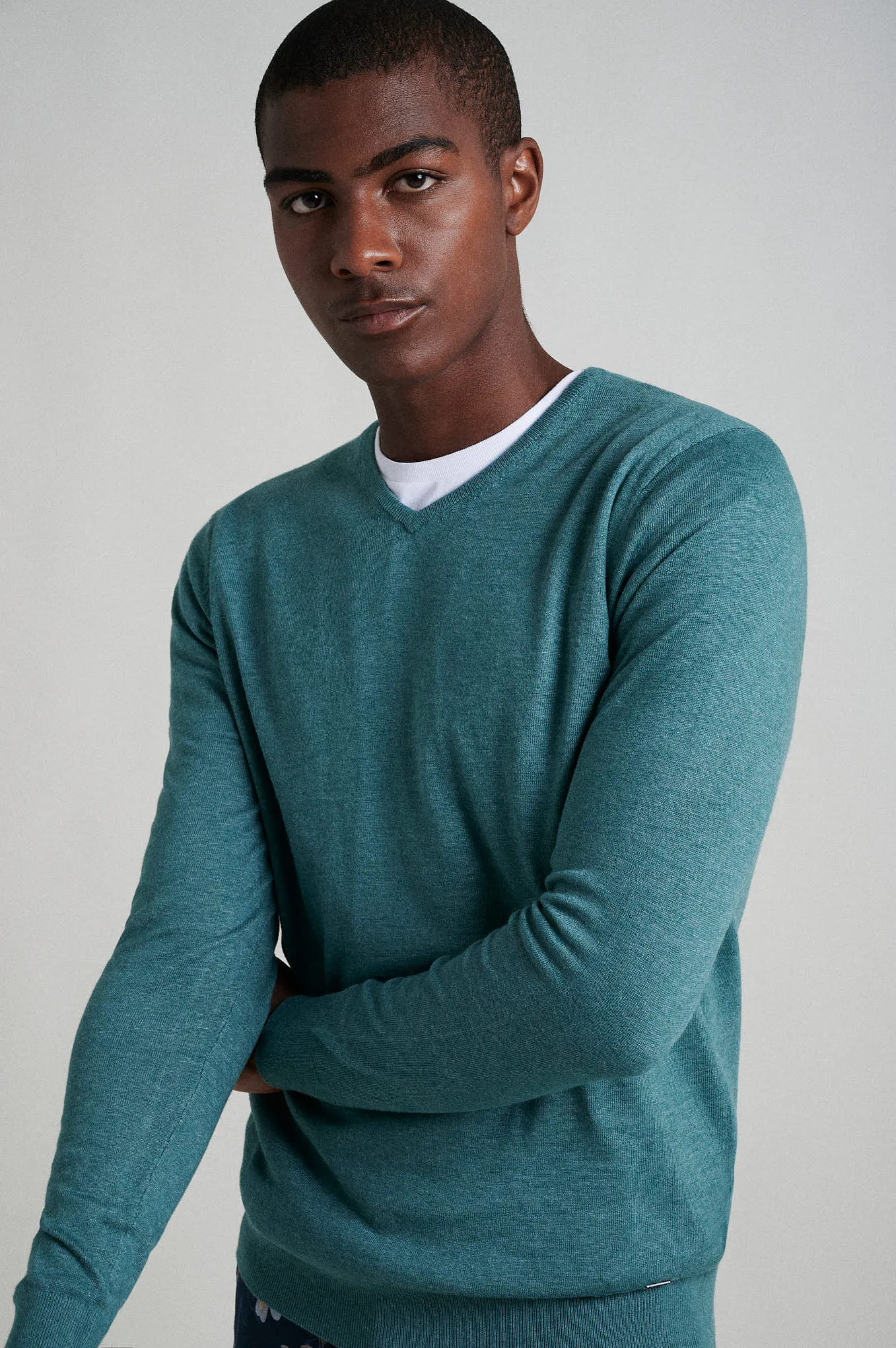 Crew neck cotton silk sweater