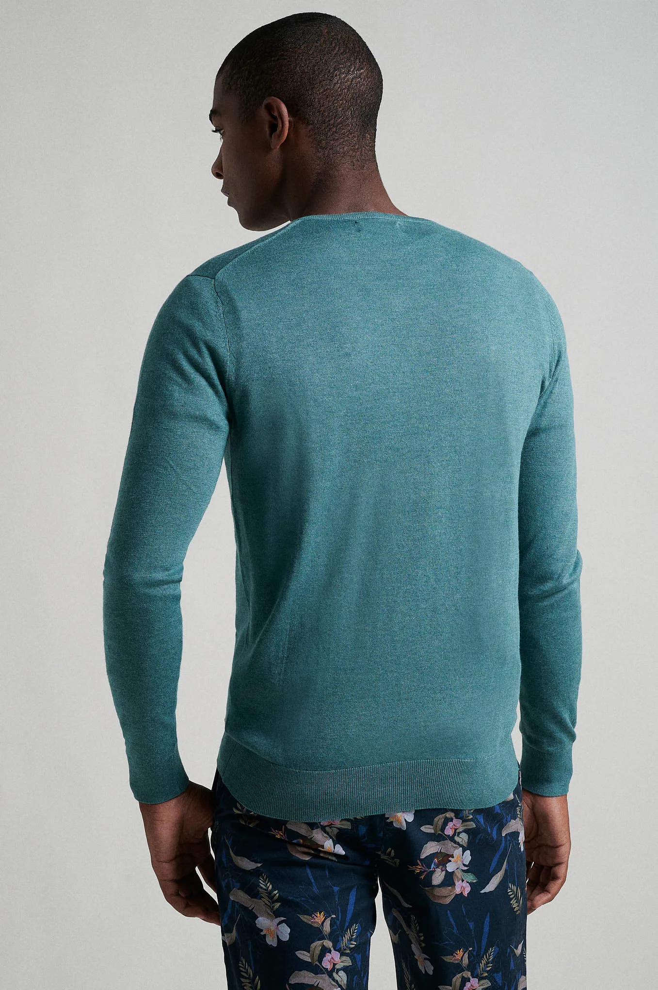 Crew neck cotton silk sweater