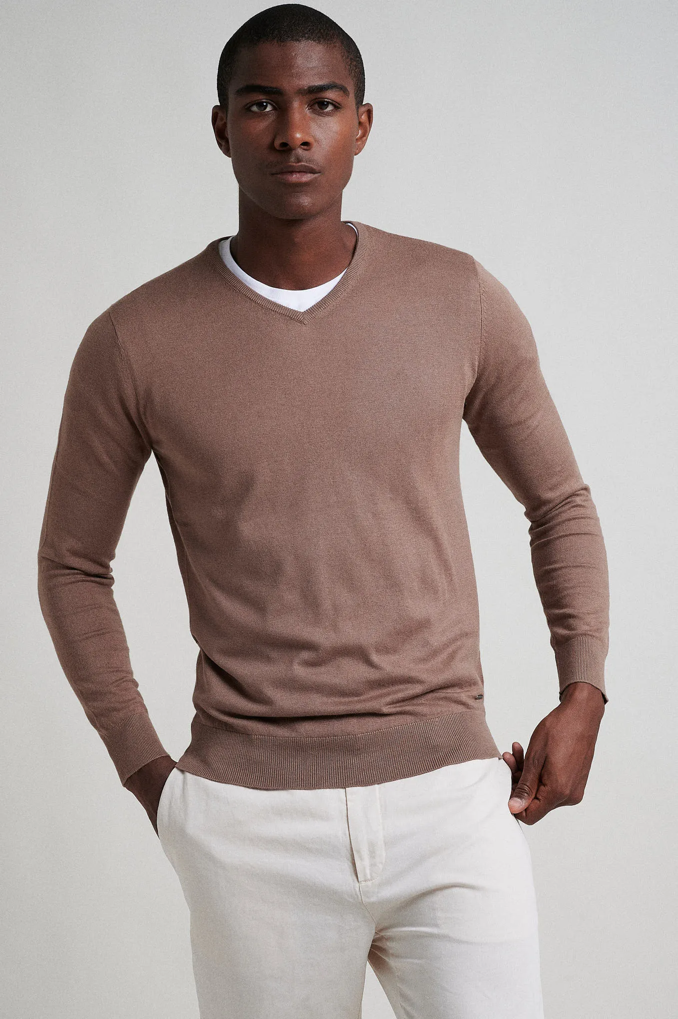 Crew neck cotton silk sweater