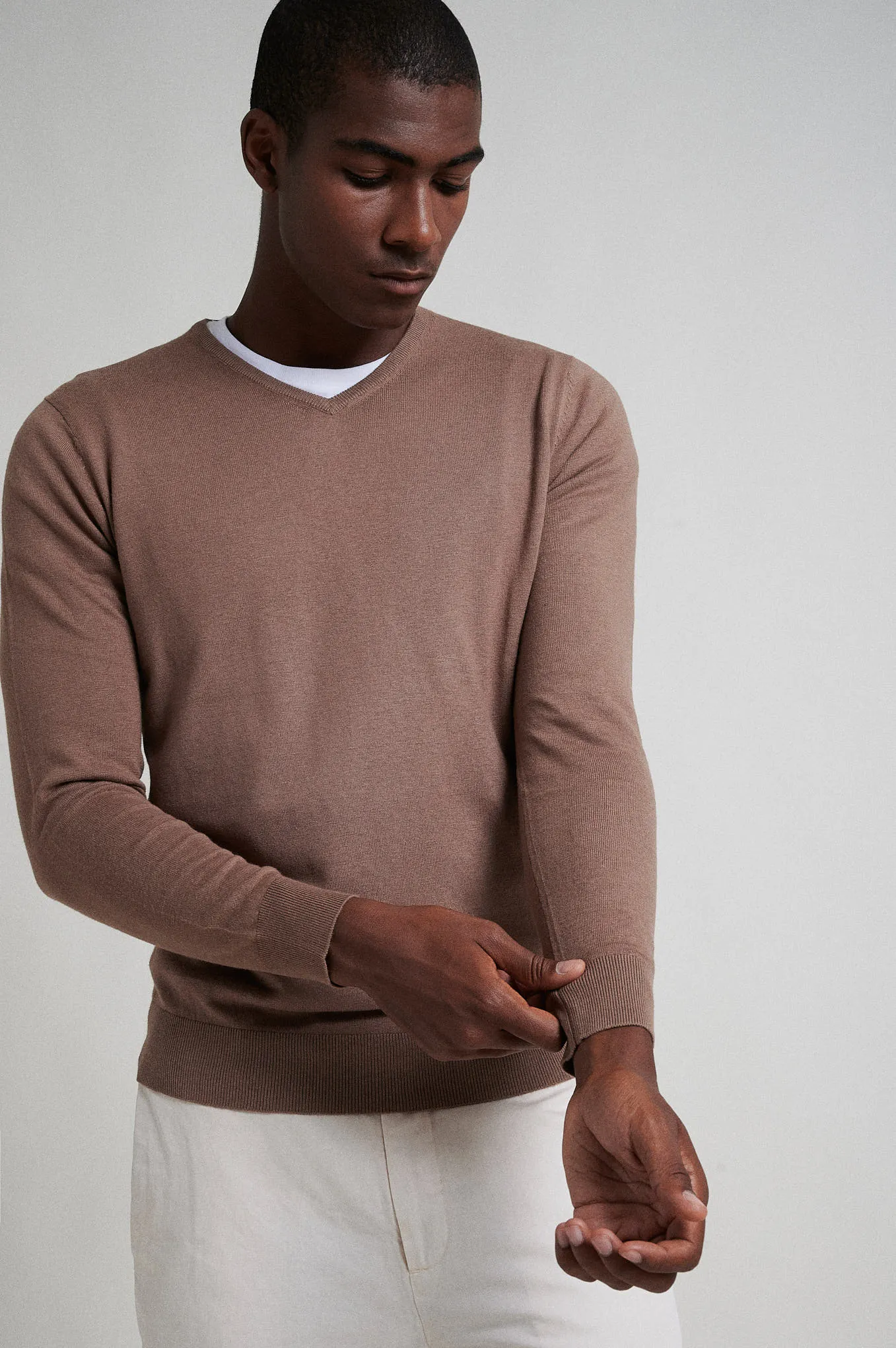 Crew neck cotton silk sweater