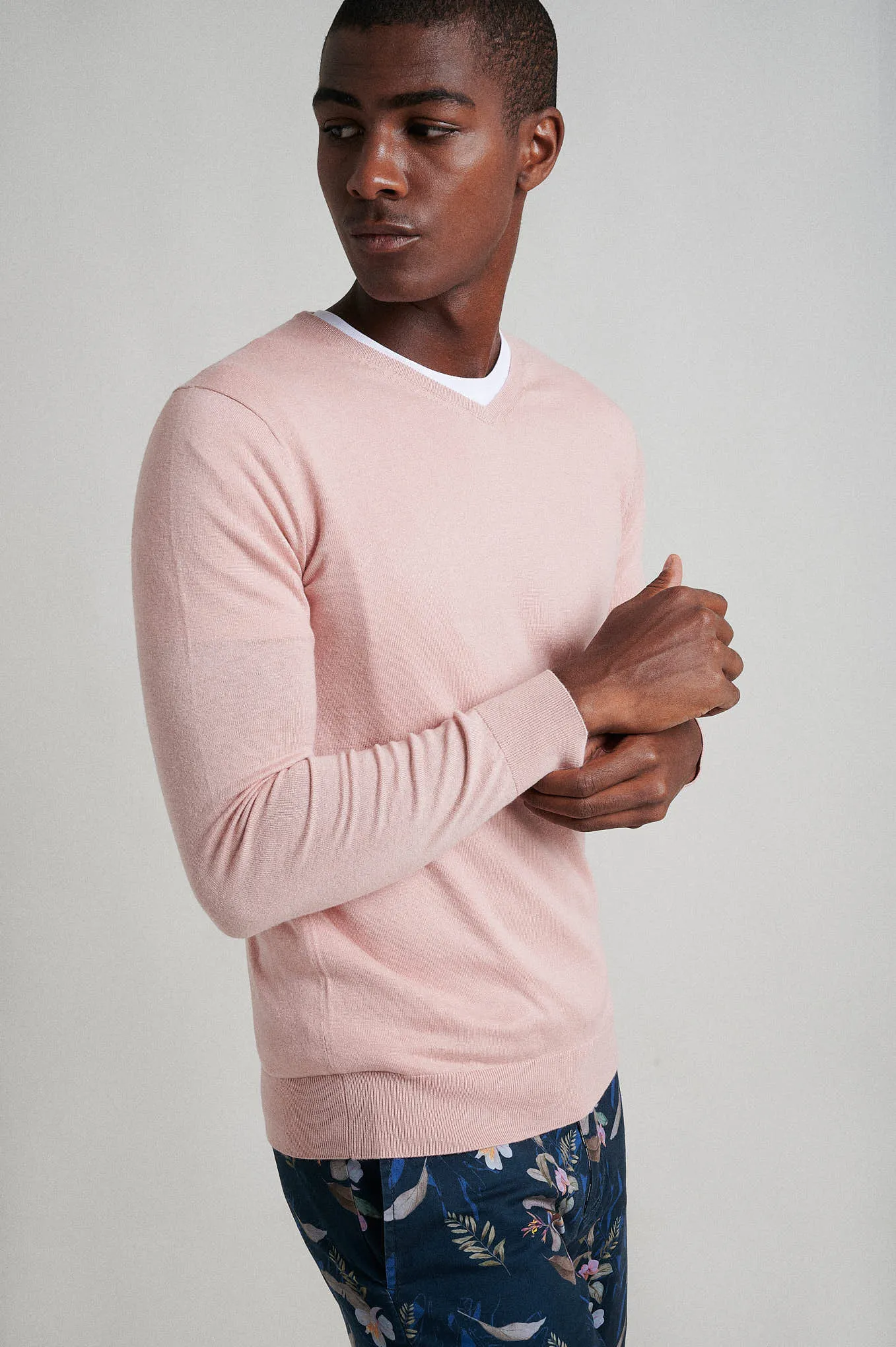 Crew neck cotton silk sweater