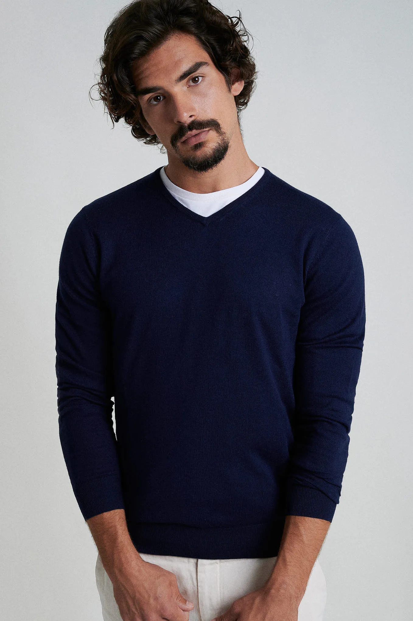 Crew neck cotton silk sweater