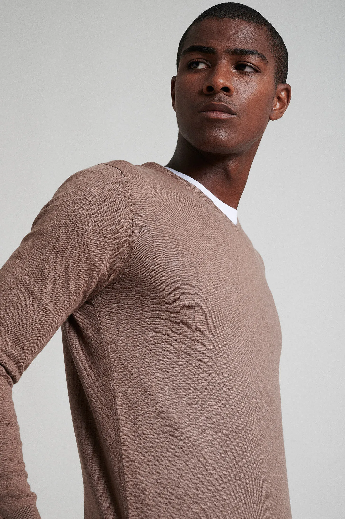 Crew neck cotton silk sweater