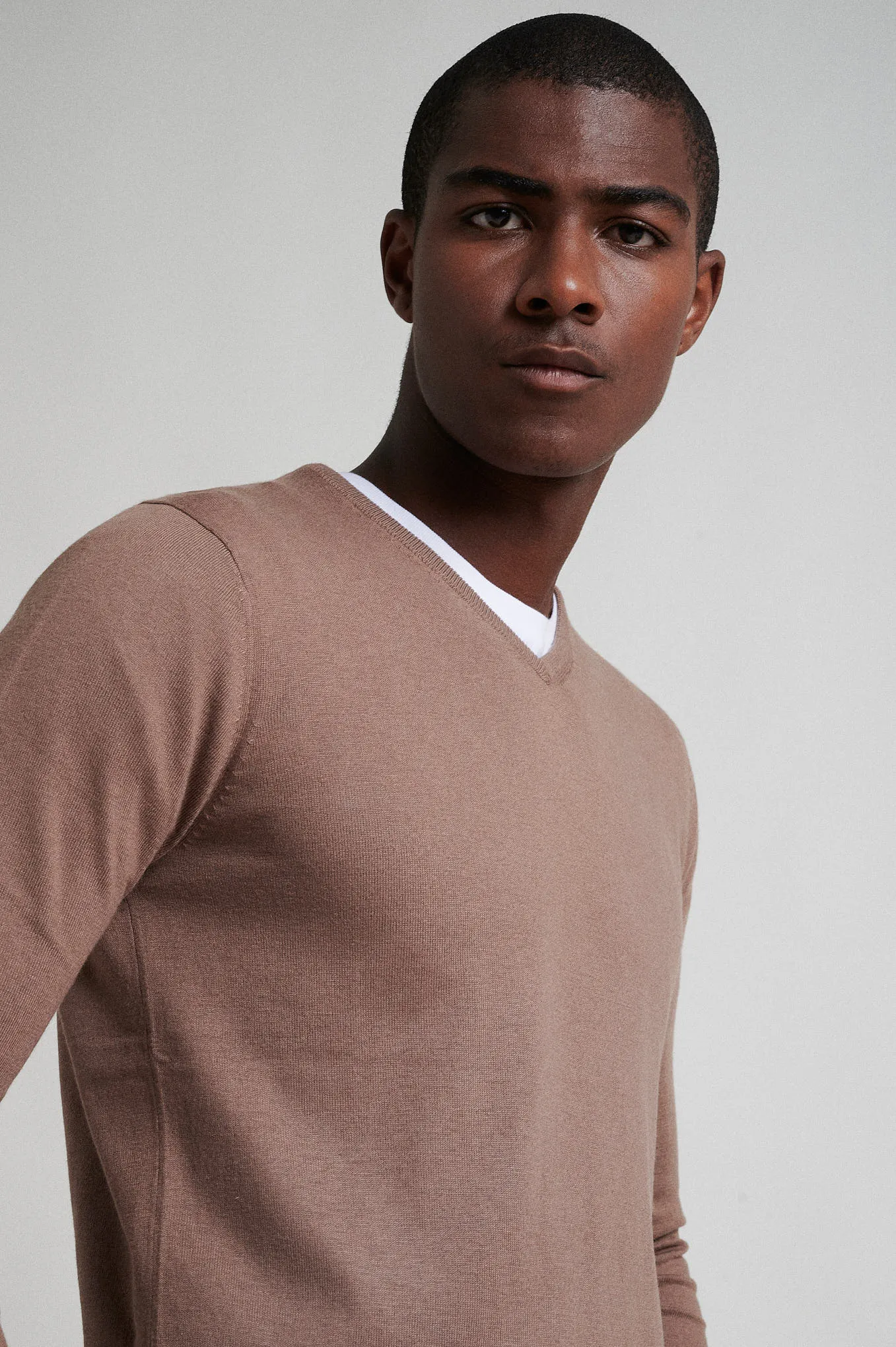 Crew neck cotton silk sweater