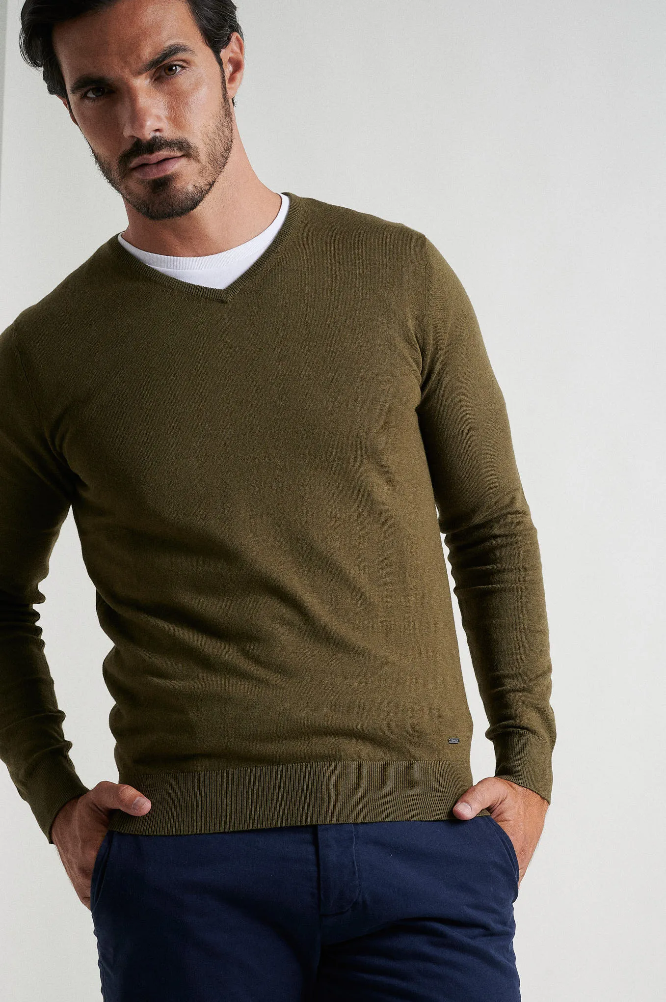 Crew neck cotton silk sweater