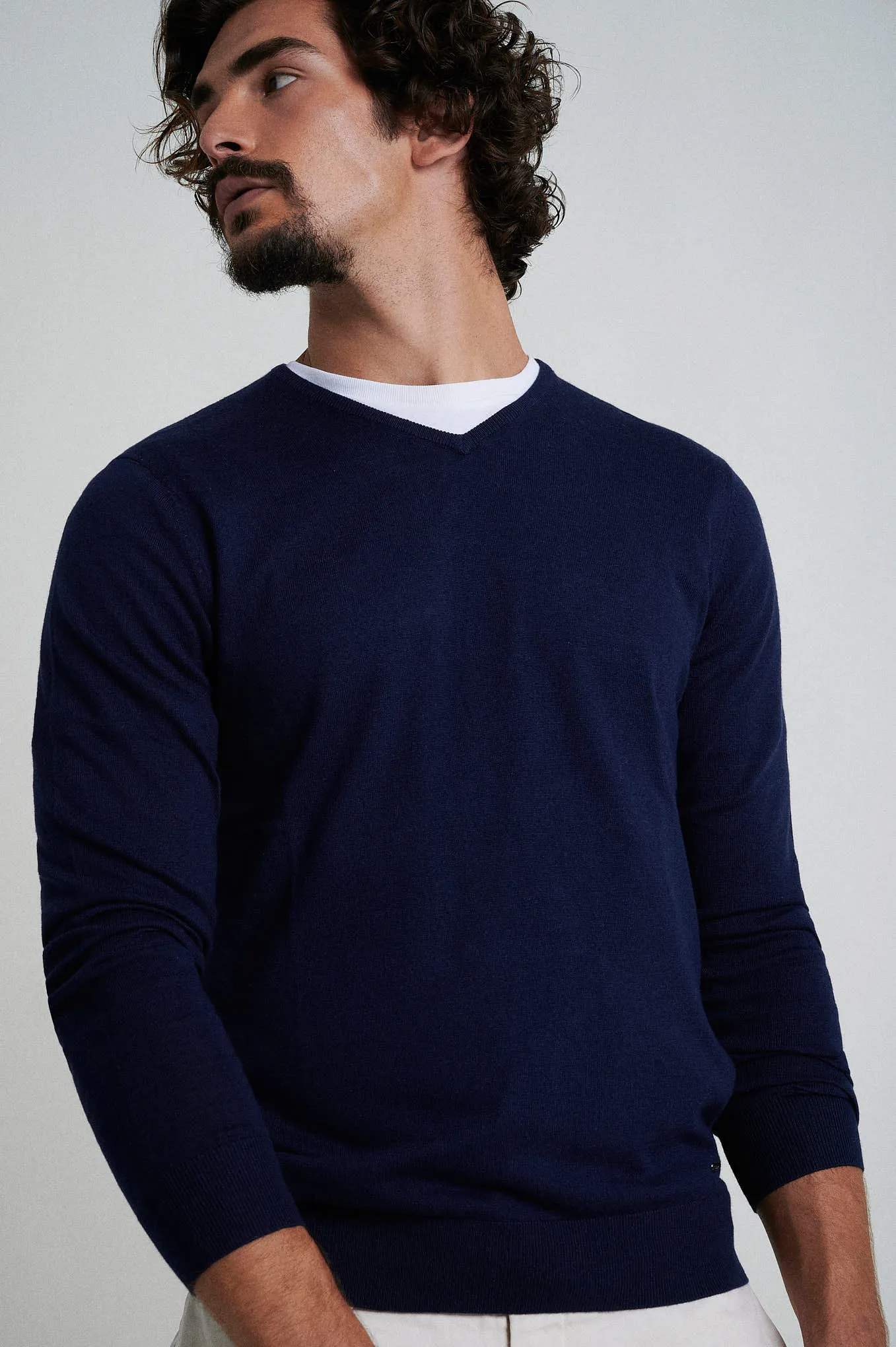 Crew neck cotton silk sweater