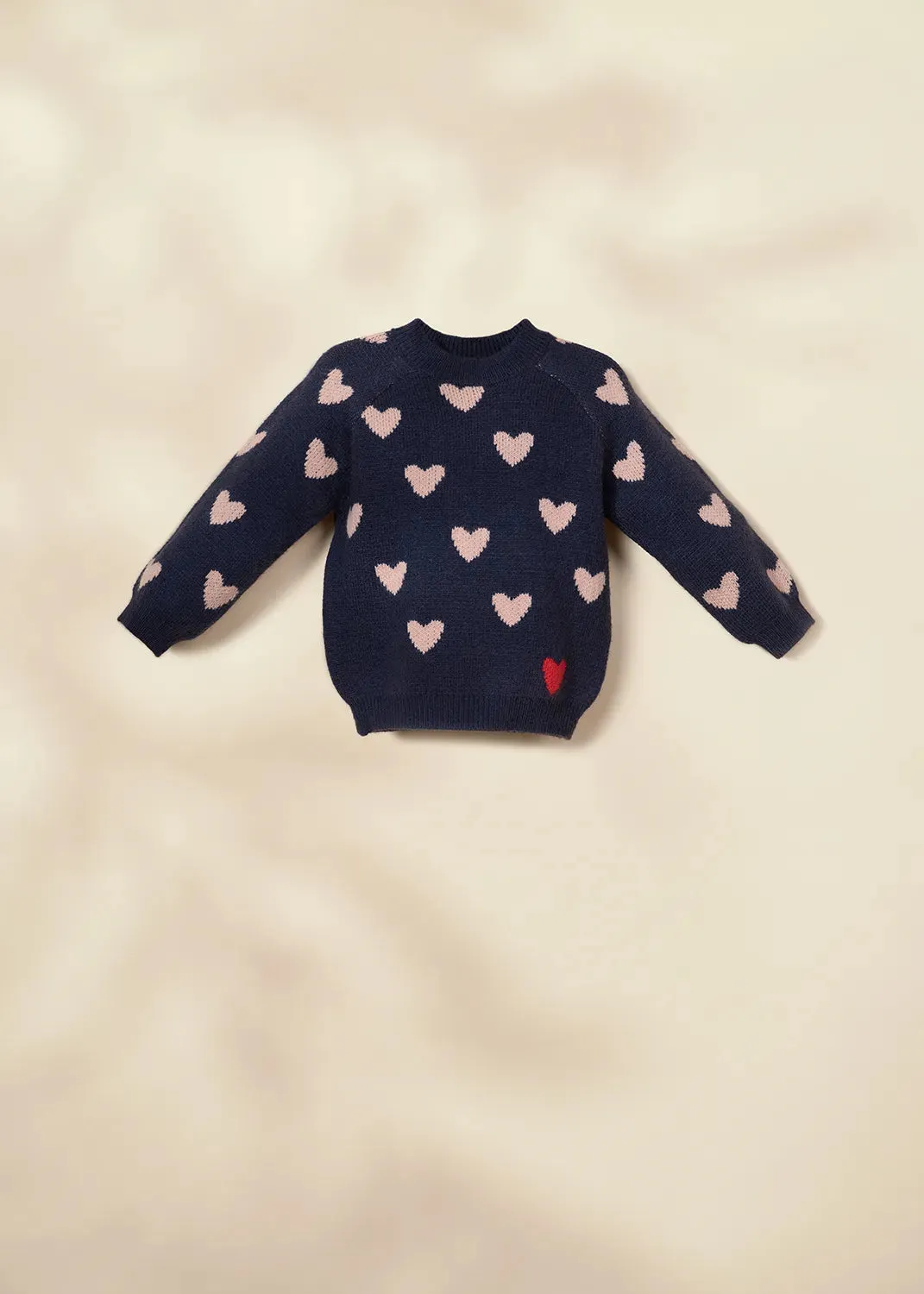 Crew Neck Heart Knit Sweater