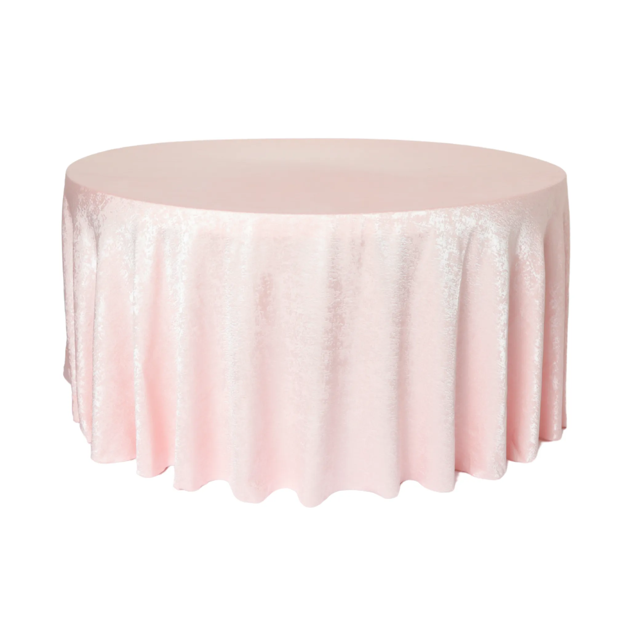 Crinkle Shimmer 132" Round Tablecloth - Blush/Rose Gold