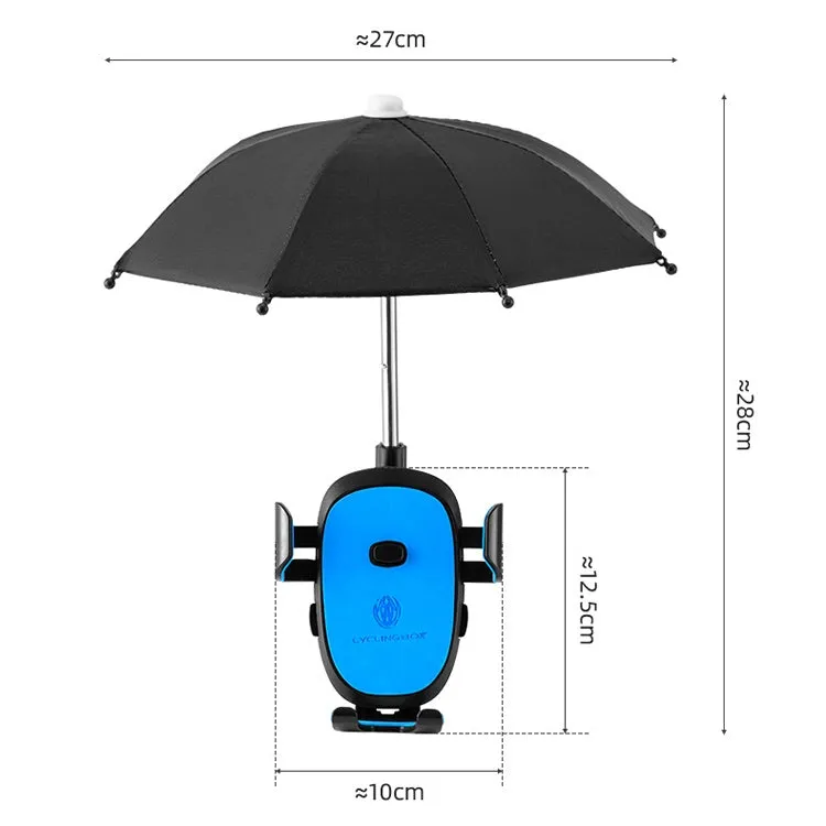 CYCLINGBOX BG-2935 Bicycle Mobile Phone Bracket With Umbrella Waterproof Navigation Electric Car Mobile Phone Frame, Style: Rearview Mirror Installation (Black)