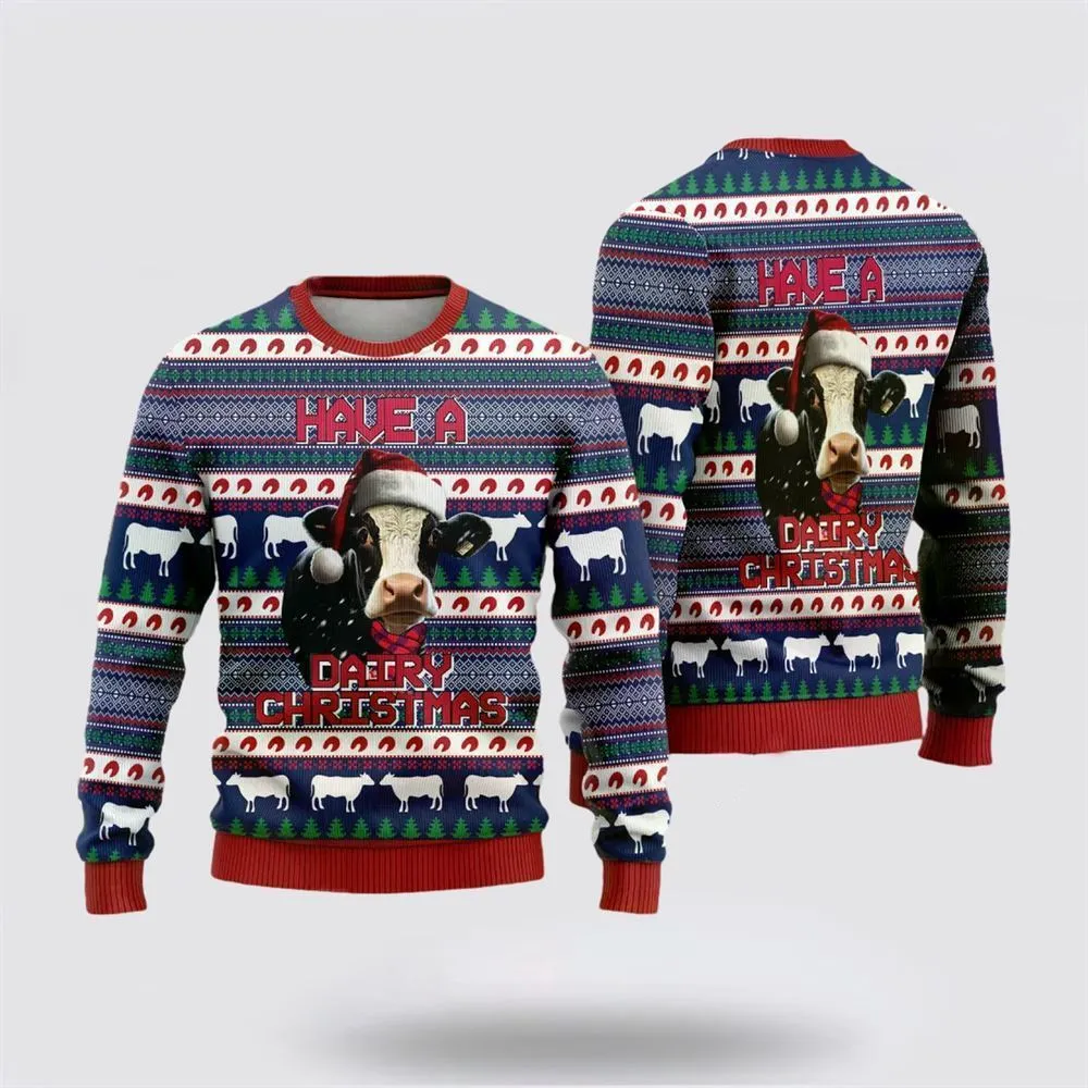 Dairy Cow Merry Christmass Ugly Christmas Sweater, Farm Sweater, Christmas Gift, Best Winter Outfit Christmas