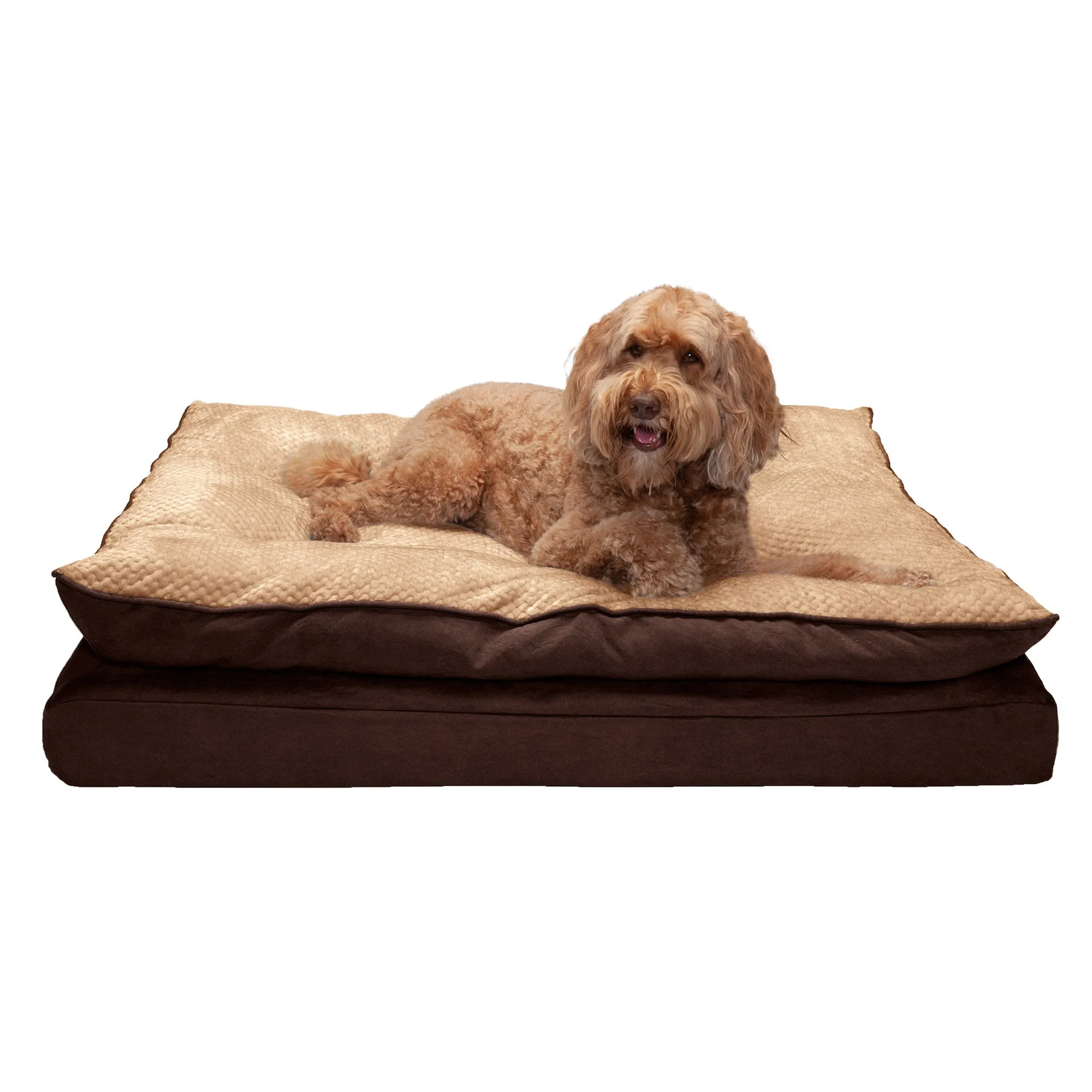 Deluxe Mattress Dog Bed - Minky Faux Fur and Suede Pillow Top