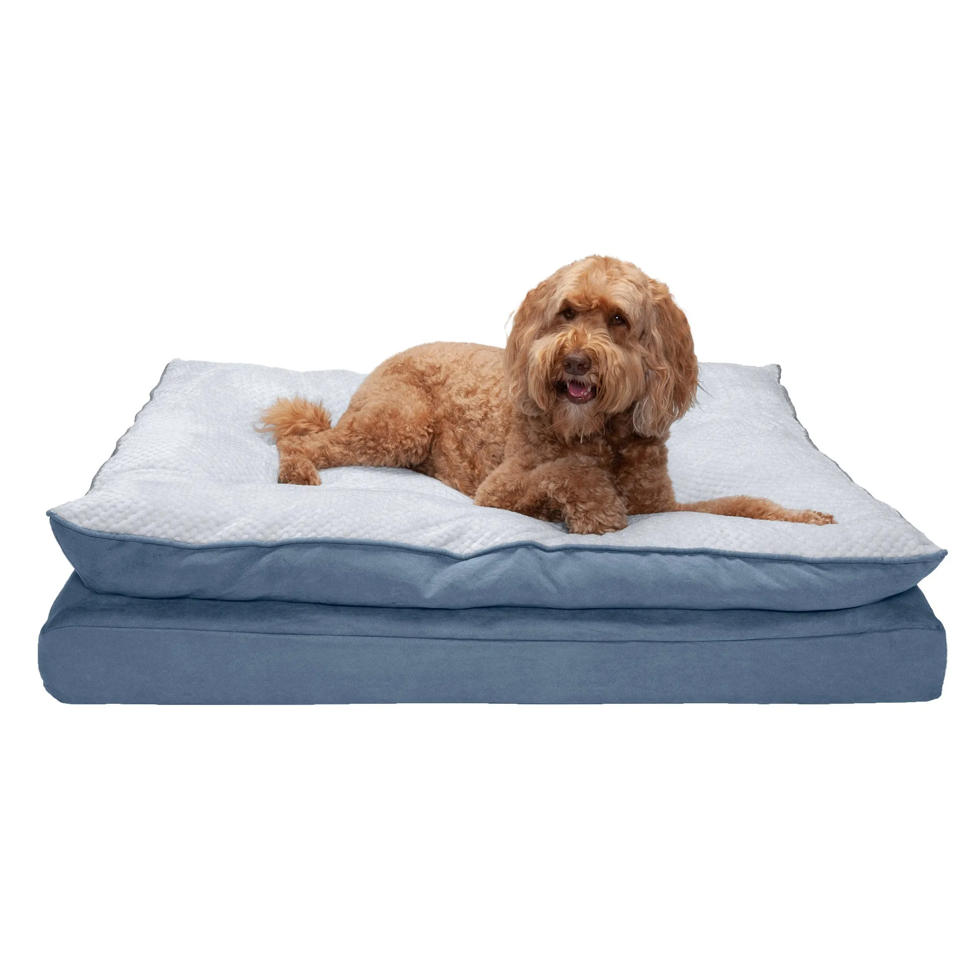 Deluxe Mattress Dog Bed - Minky Faux Fur and Suede Pillow Top