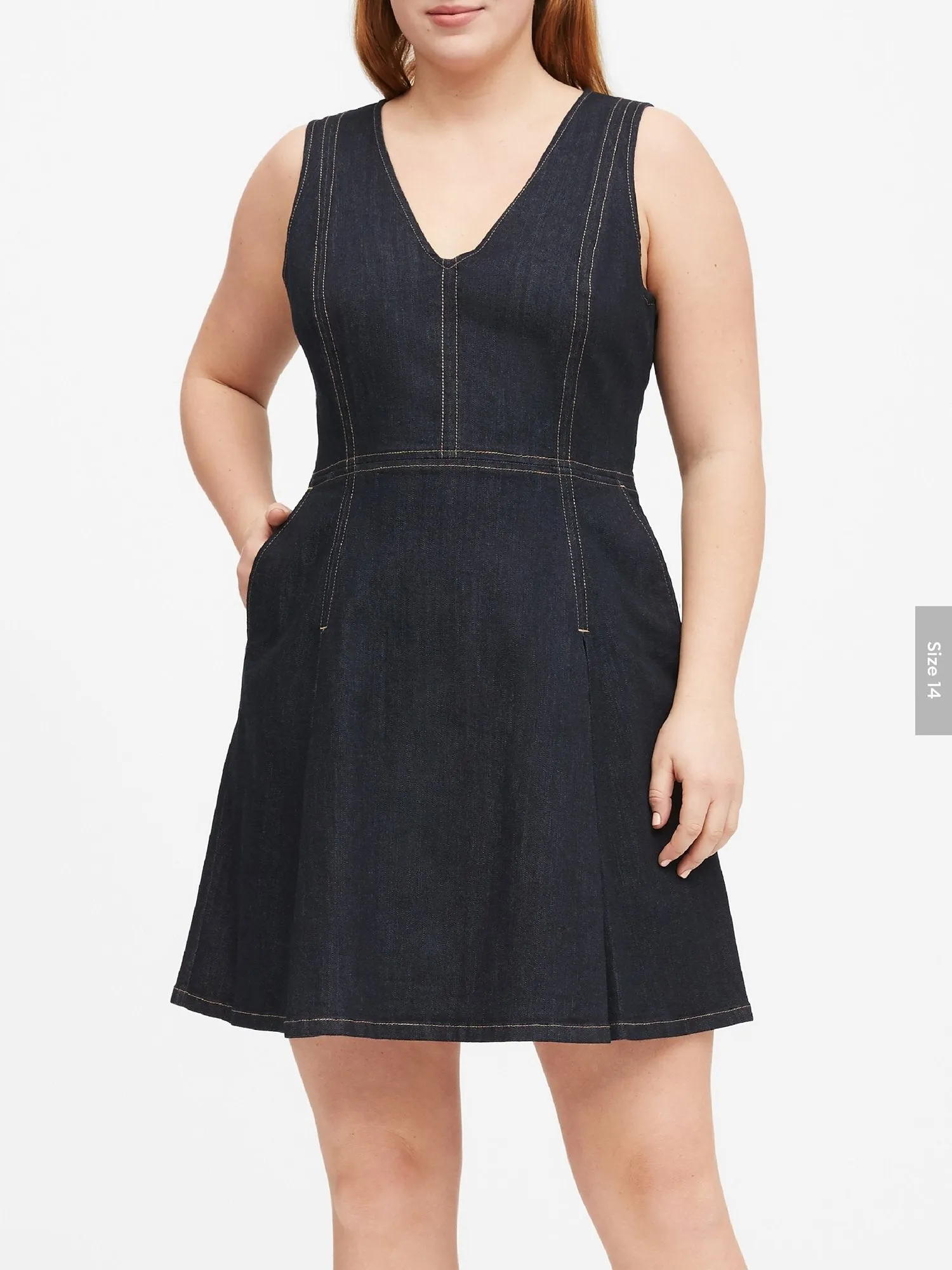 Denim Fit & Flare Dress in Indigo