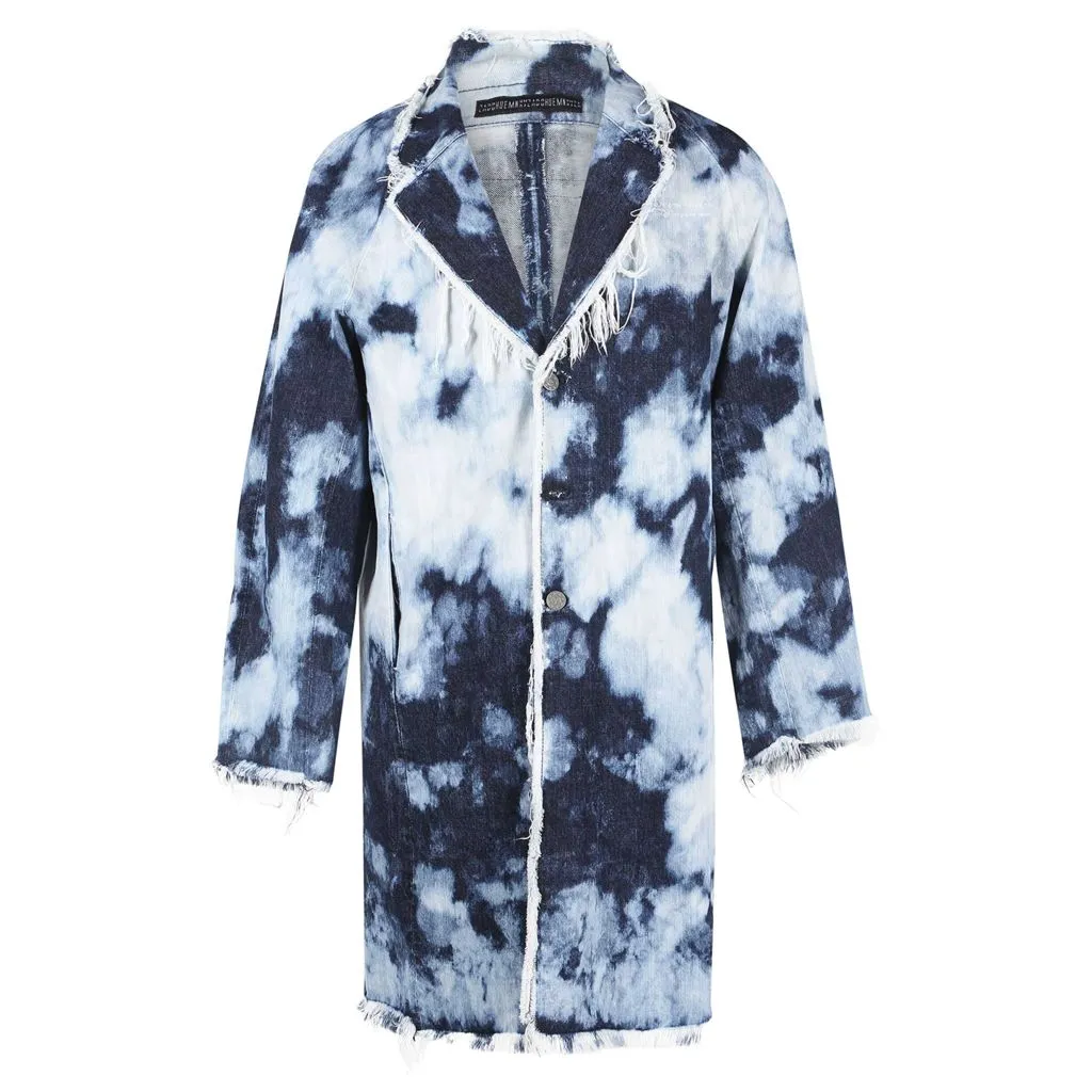 Denim Overcoat With Bleached Effect