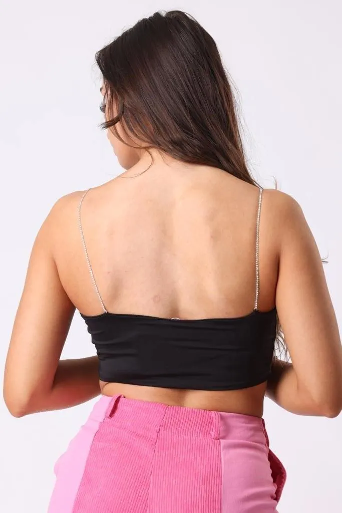 Diamante Strap Crop Top