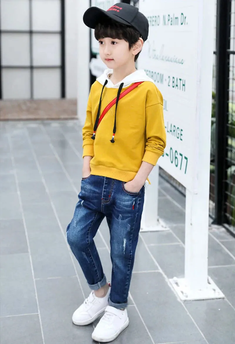 DIIMUU Kids Clothing Boys Children Straight Denim Pants Spring Autumn Long Trousers Teenage Baby Casual Straght Trousers