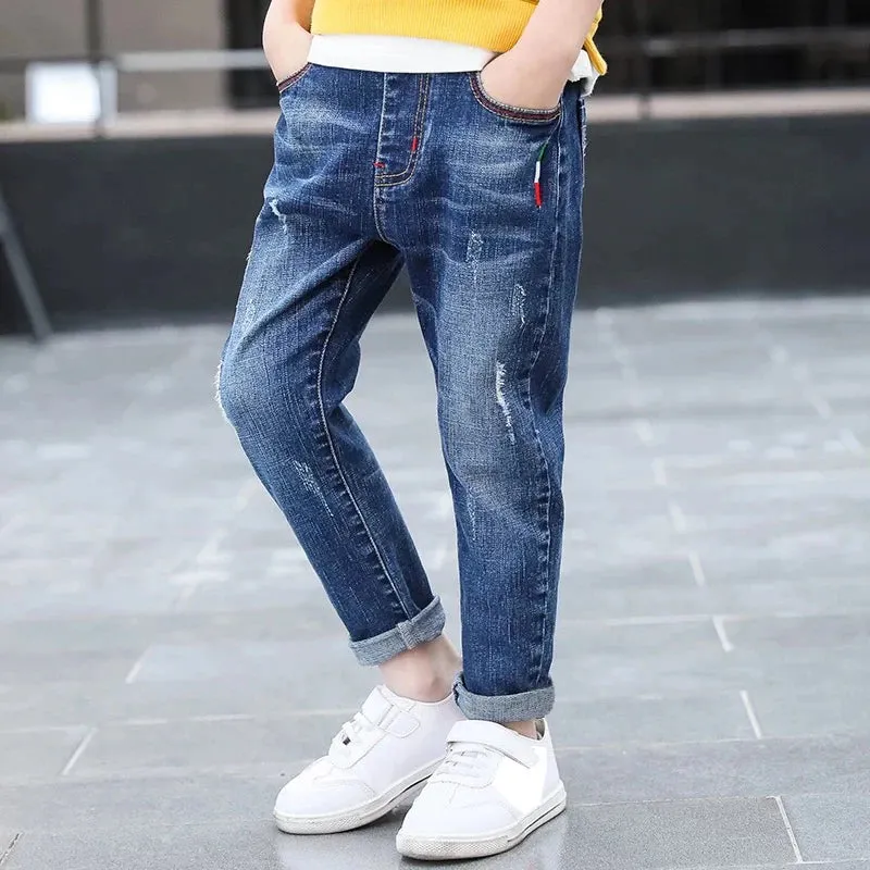 DIIMUU Kids Clothing Boys Children Straight Denim Pants Spring Autumn Long Trousers Teenage Baby Casual Straght Trousers