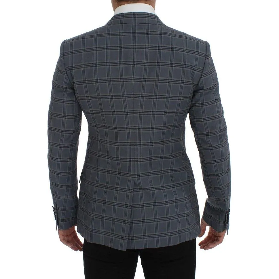 Dolce & Gabbana Elegant Blue Checkered Slim Fit Blazer