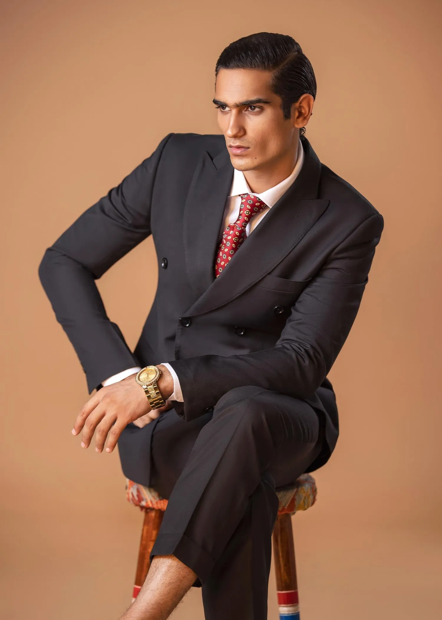 Double Breast Suit - Peak Lapel - Black