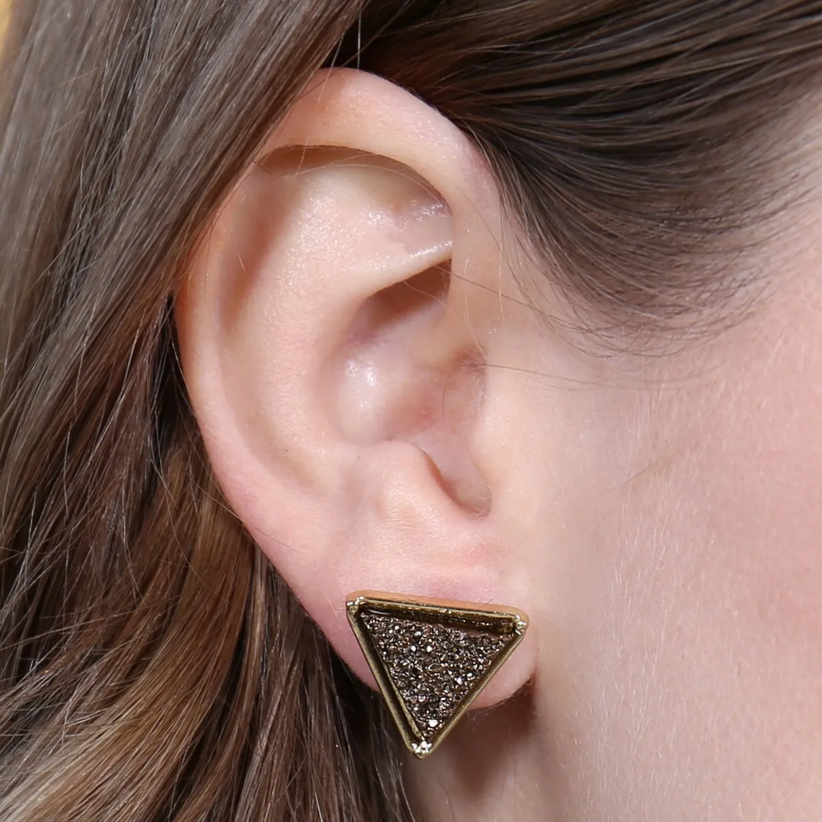 Druzy Triangle Post Earrings