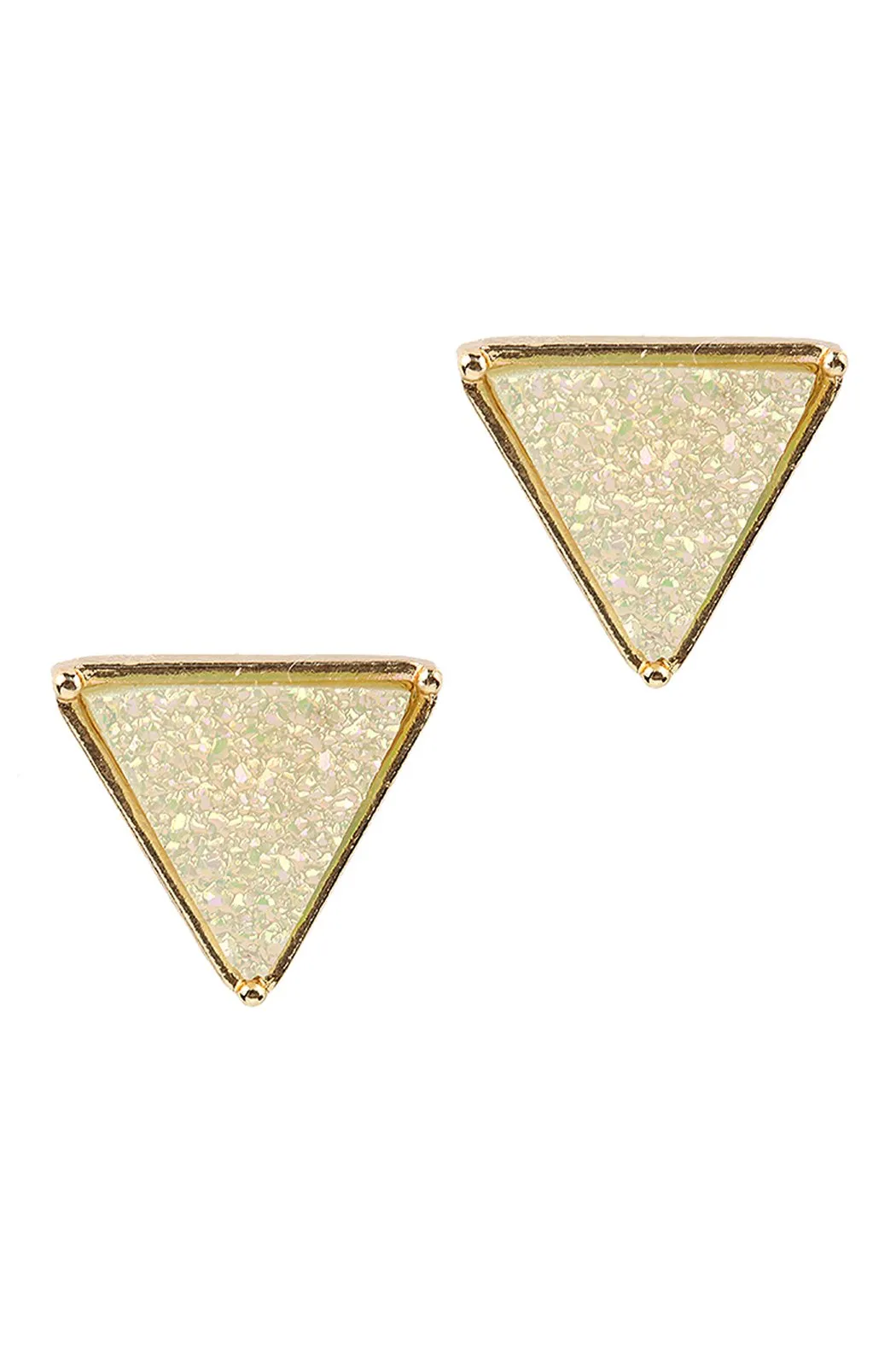 Druzy Triangle Post Earrings