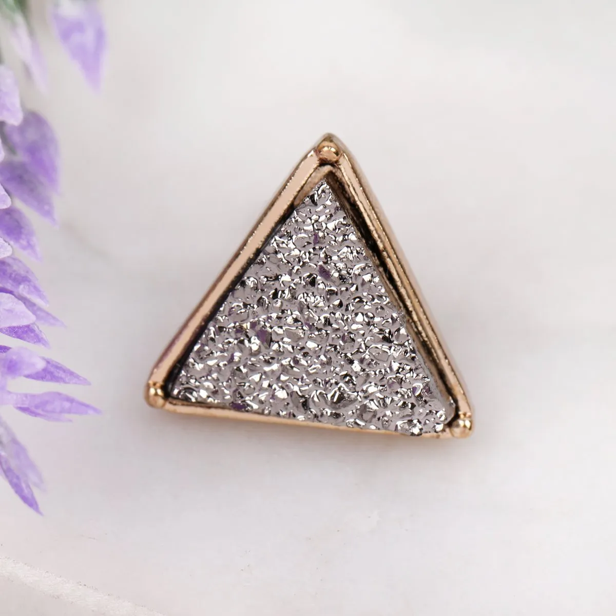 Druzy Triangle Post Earrings