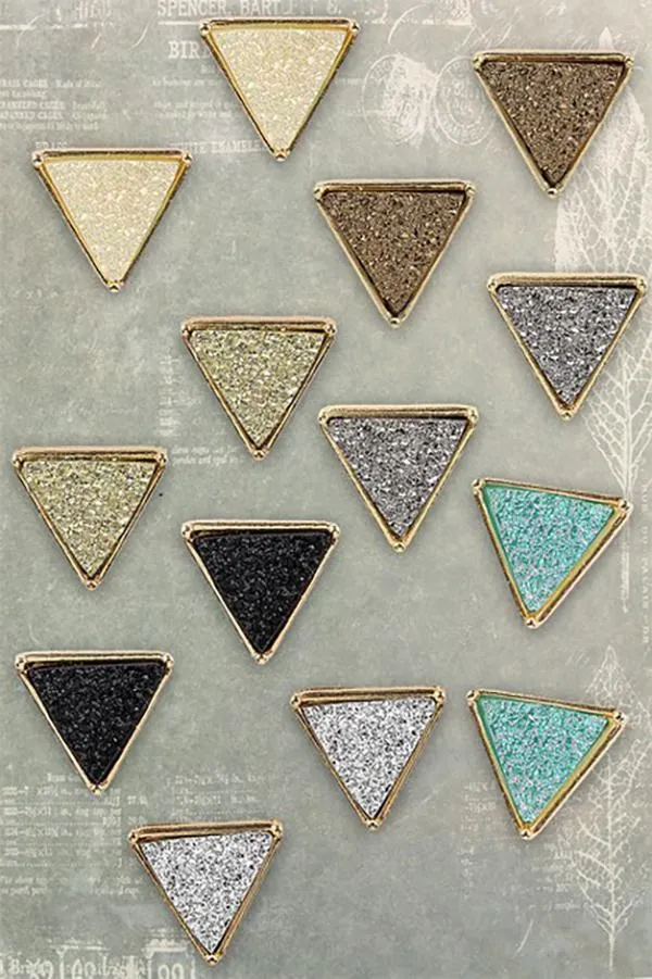 Druzy Triangle Post Earrings