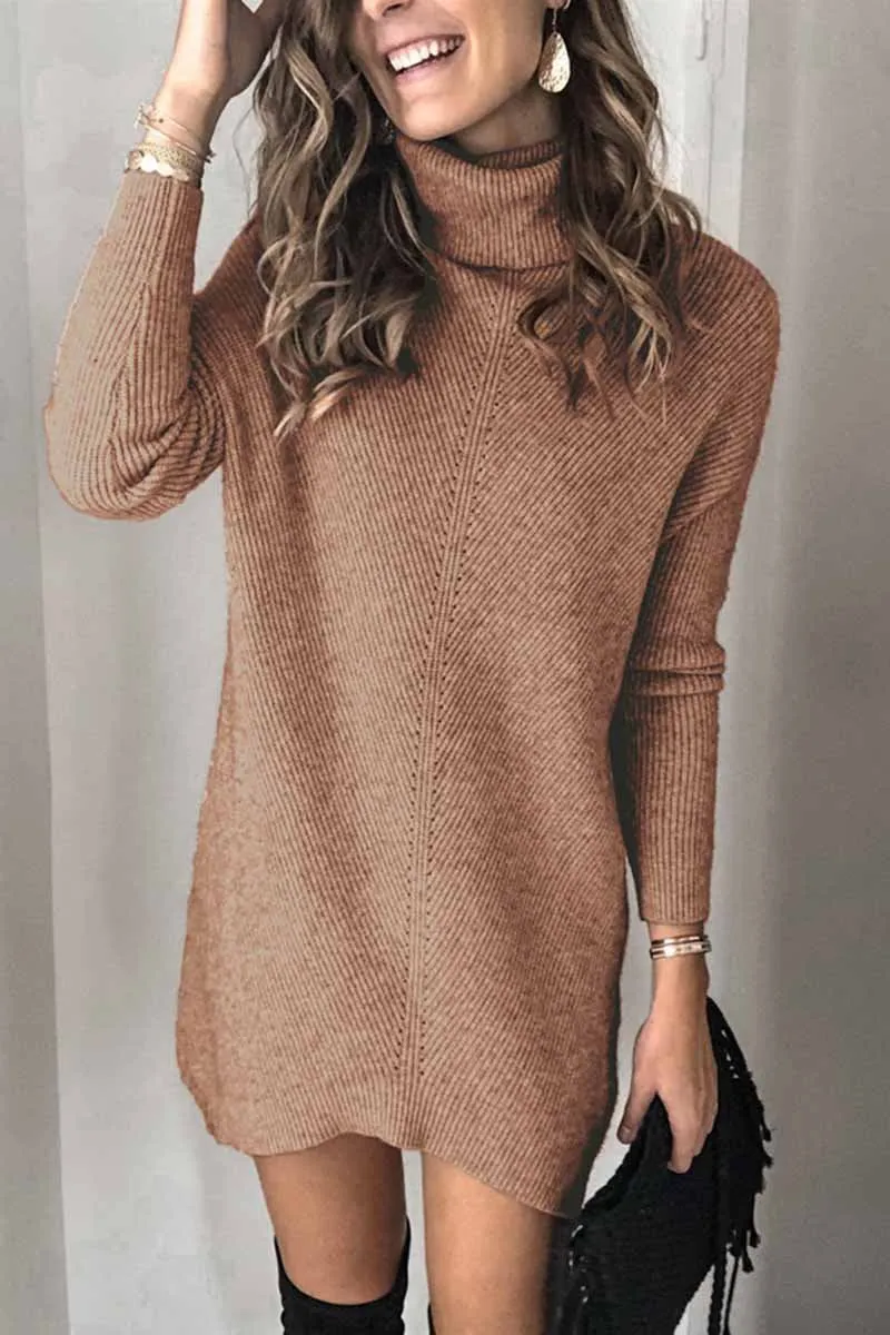 Dunnmall Casual Turtleneck Mini Dress