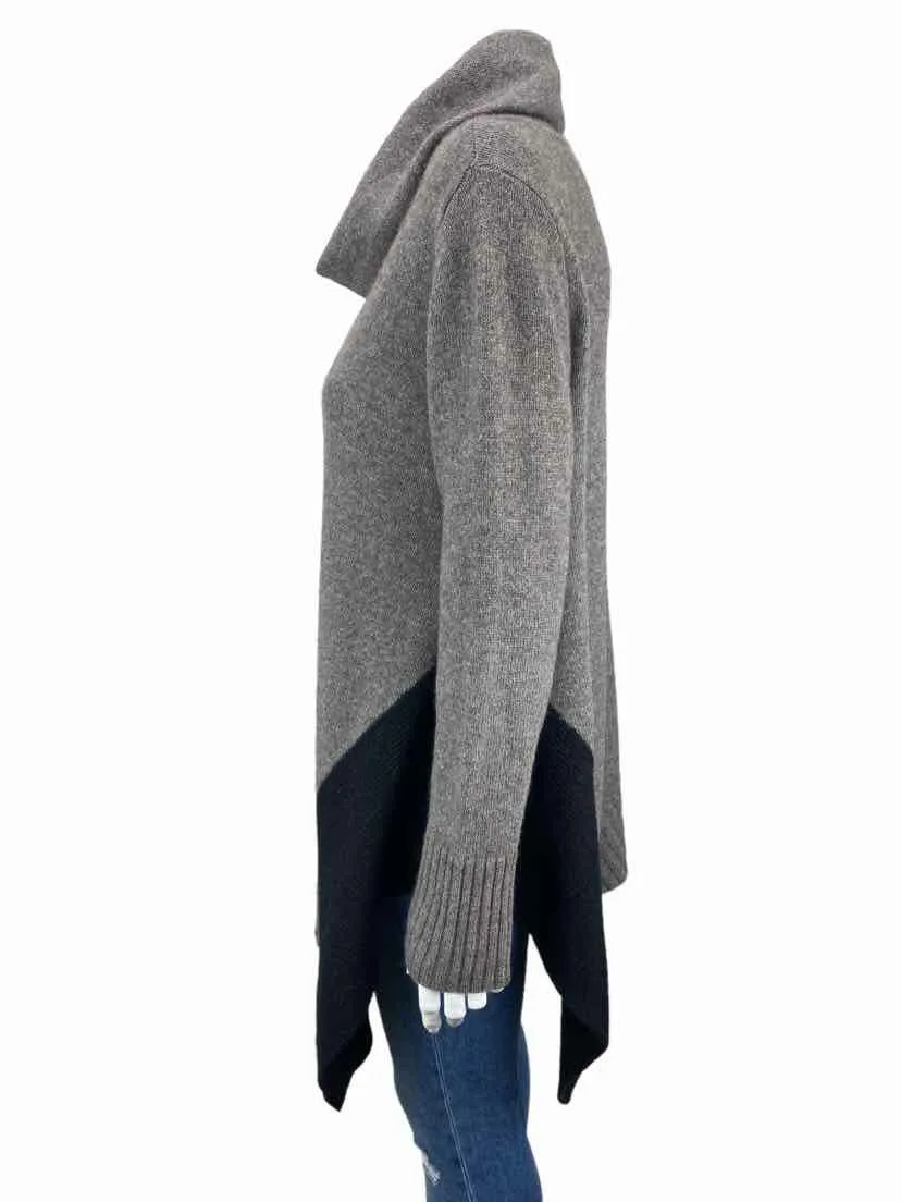 Eileen Fisher Women's Asymmetrical Cowl Sweater Grey Heather/Black Size M