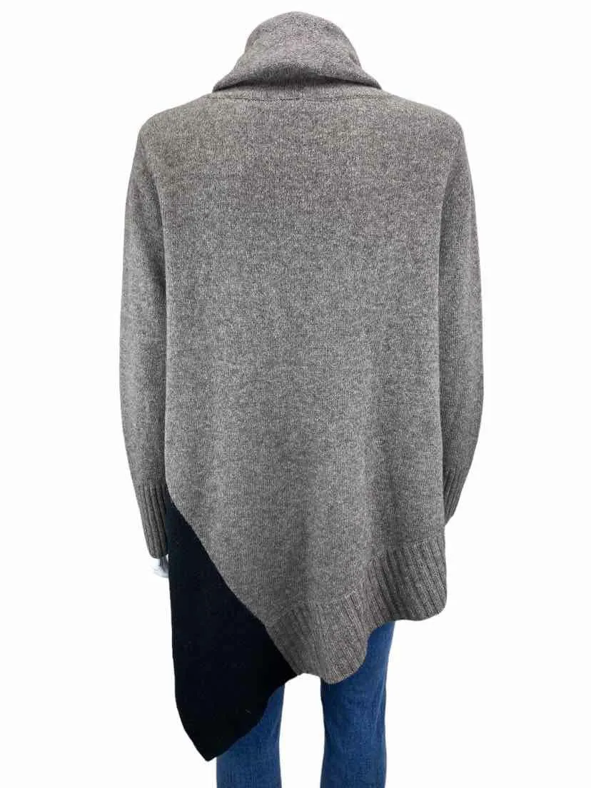 Eileen Fisher Women's Asymmetrical Cowl Sweater Grey Heather/Black Size M