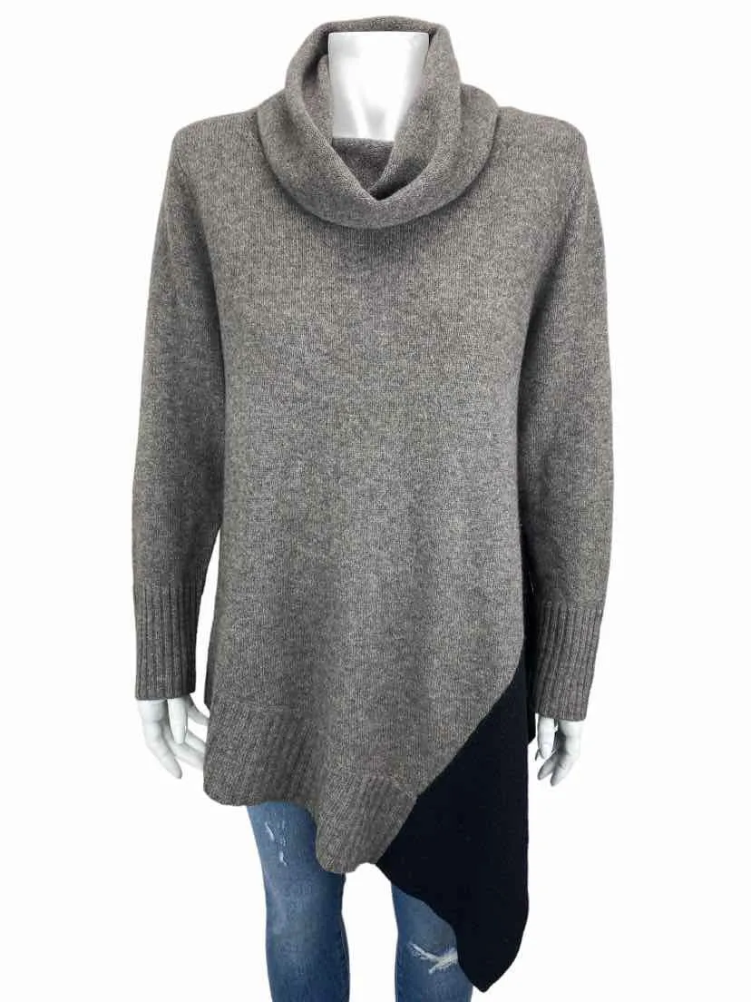 Eileen Fisher Women's Asymmetrical Cowl Sweater Grey Heather/Black Size M