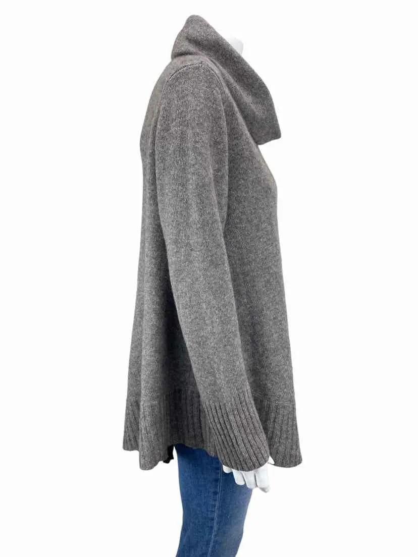 Eileen Fisher Women's Asymmetrical Cowl Sweater Grey Heather/Black Size M